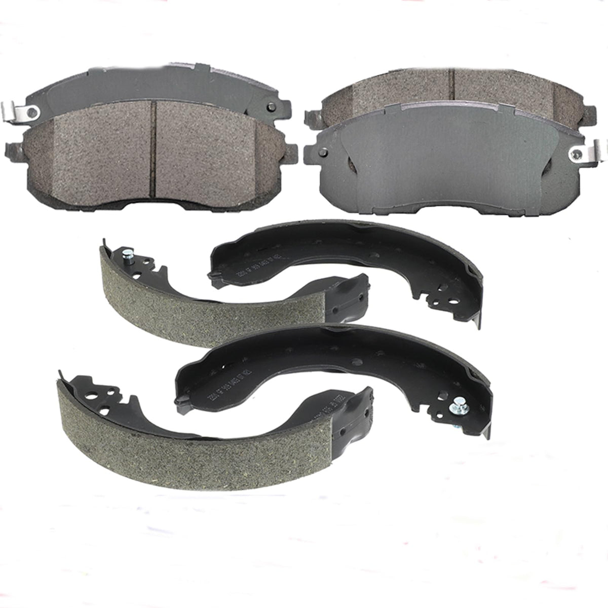 EXPPOWER Replacement for Front Ceramic Brake Pads + Rear Shoes for 2007-2012 Nissan Cube Sentra Versa modles