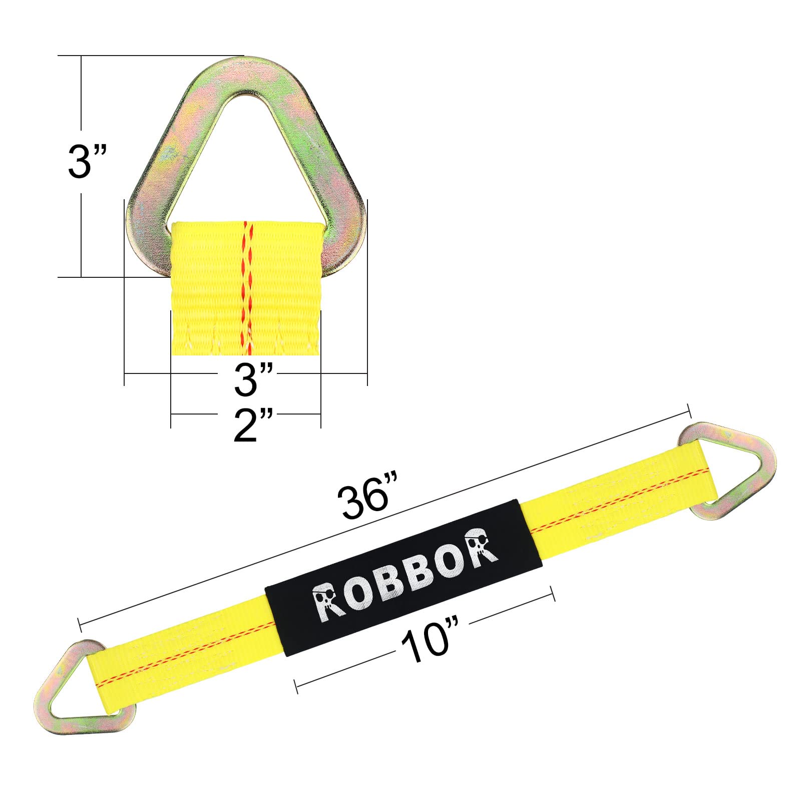 Axle Straps 10000 Lbs Break Strength 3335 Lbs Working Load Yellow Car Axle Tie Down Straps For Securing Car Transport Hauler Tow