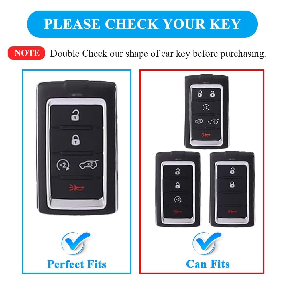 Mild East For Jeep Key Fob Cover With Keychain, Car Key Case Shell Protection 5 Buttons, Fit For Jeep | Grand Cherokee | Wagonee