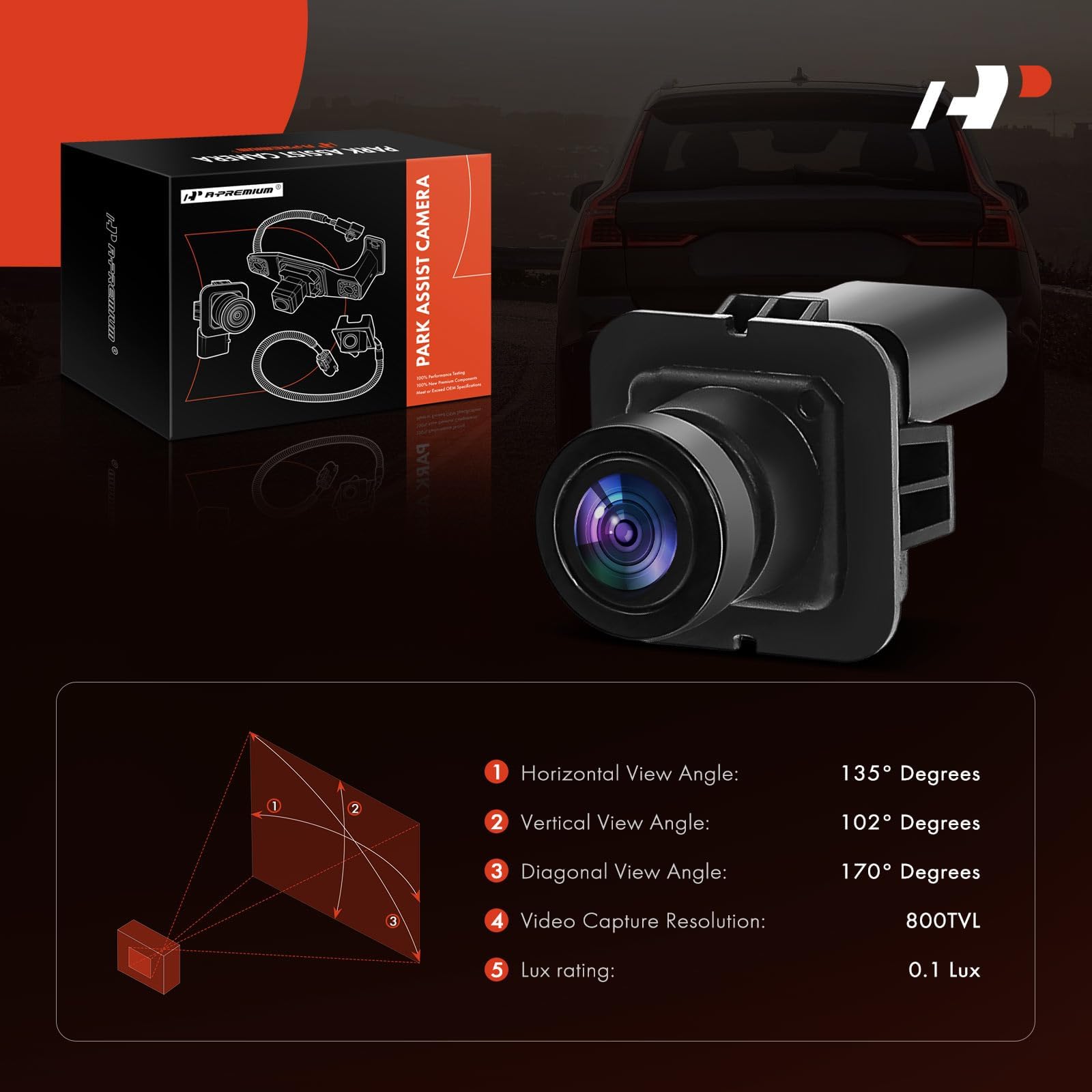 A-Premium Rear View Backup Camera - Compatible With Ford F150 (2012-2014), Lincoln Mark Lt (2012-2014) - Replaces Part# Bl3Z-19G