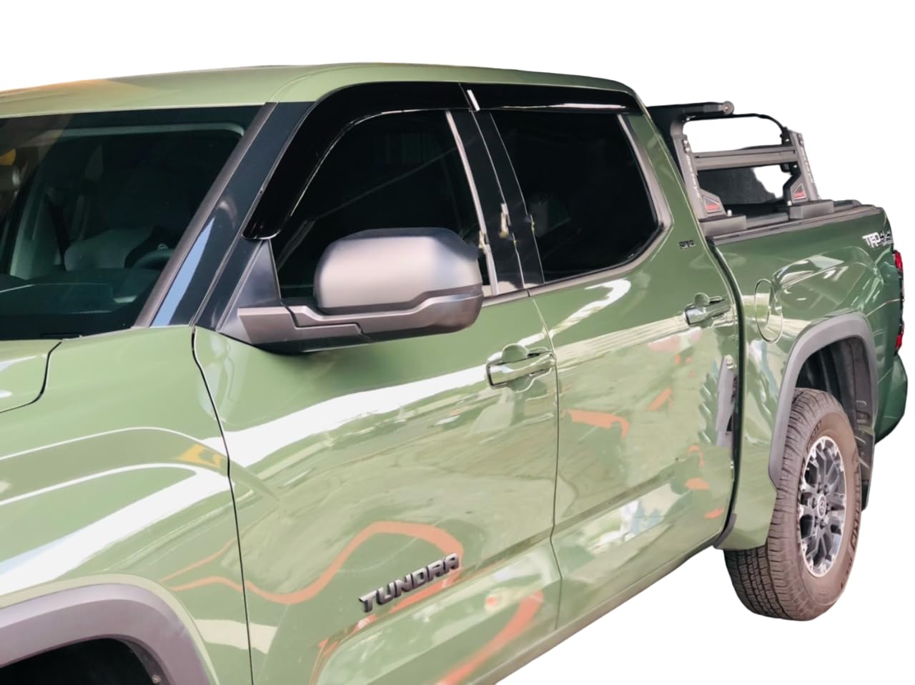 2022-2025 Tape-On Side Window Visor Deflectors For Toyota Tundra Double Cab Rain Guards Sr Sr5 Limited Smoke Tinted Protectors 2