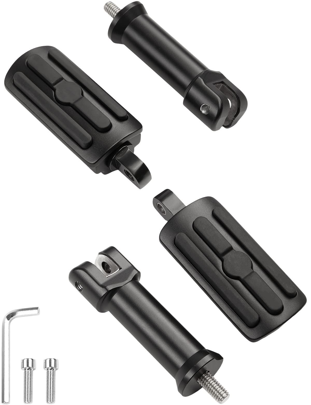 KEMIMOTO Upgraded Passenger Foot Pegs with Support Mount Kit for Softail Cruiser Motorcycle, Black, Rear, Metal and Rubber