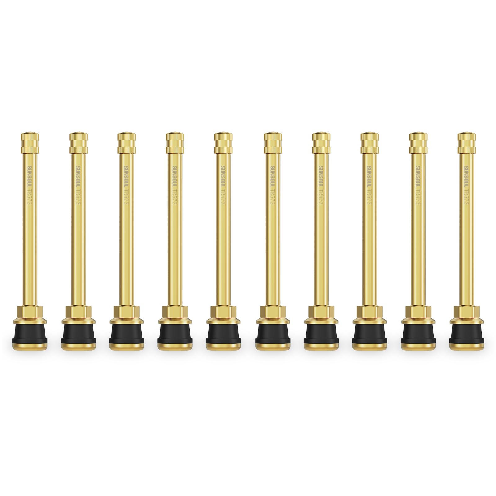 Sunsoul Tr573 10Pcs Truck Tire Valve Stems, Brass Commercial 4-3/8 Valve Stems For Rim F.625''