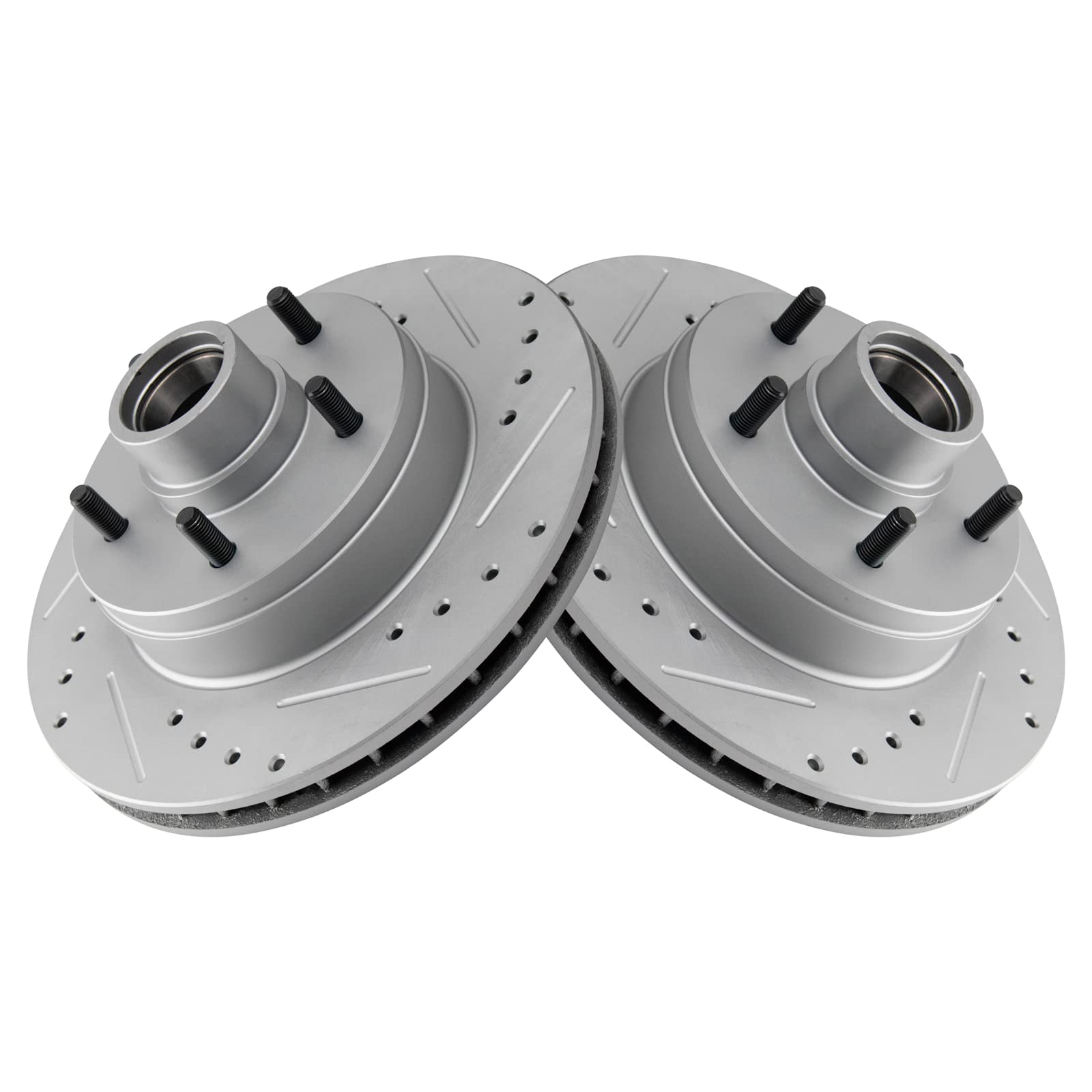 Trq Front Performance Drilled Slotted & Coated Disc Brake Rotor Pair Compatible With Gm