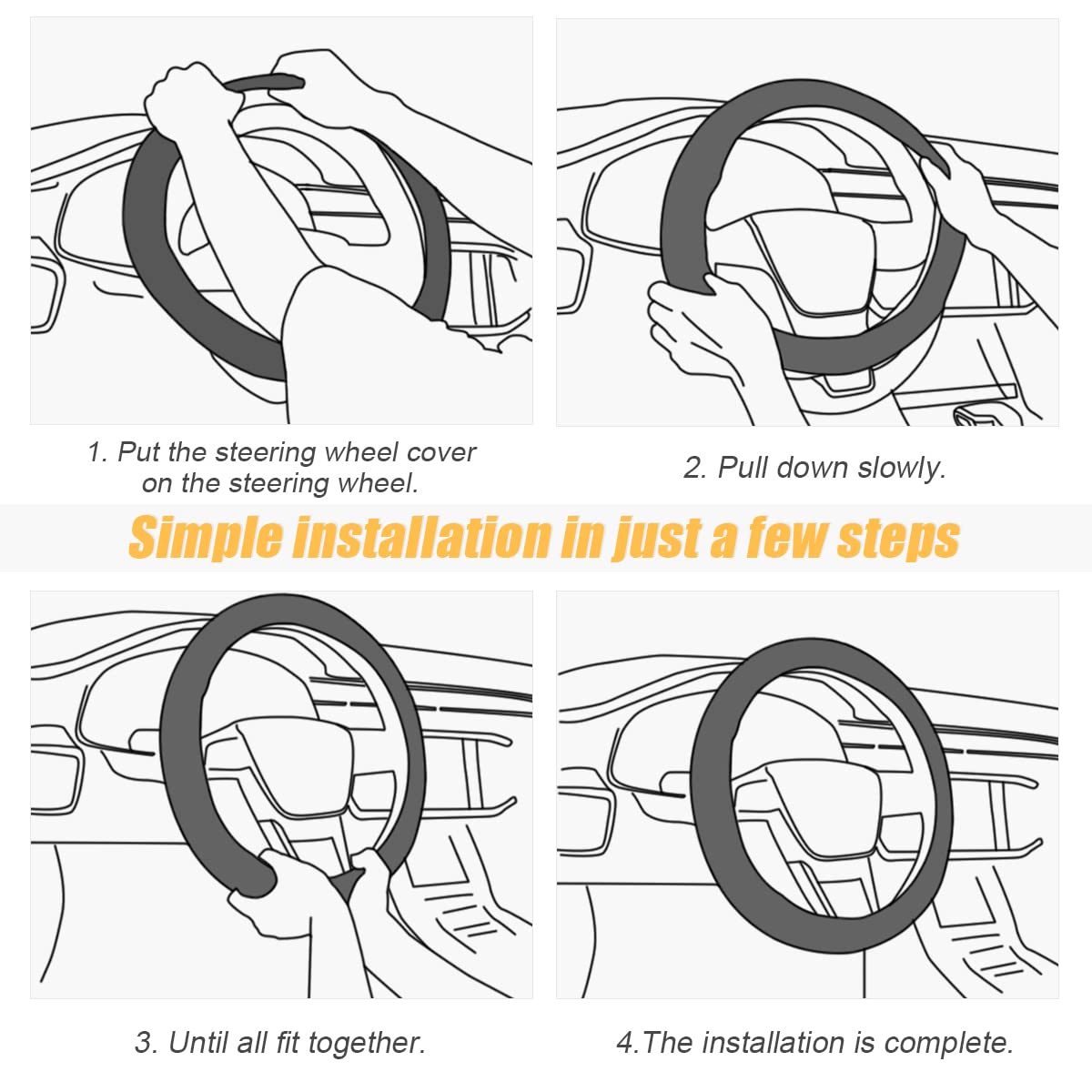 Moly Magnolia Steering Wheel Cover, Carbon Fiber Breathable Microfiber Leather With Non-Slip Lining, Cool In Summer Warm In Wint