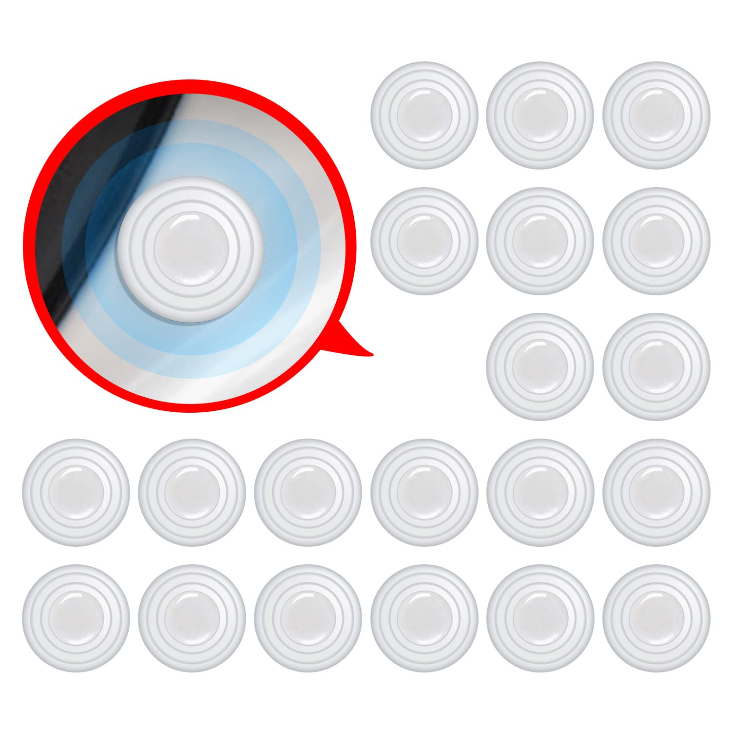 Jeseny 20 Pieces Car Door Anti-Shock Gasket, Pvc Acoustic Cushioning Muffler Mat, Door Side Anti-Collision Protection Sticker, C