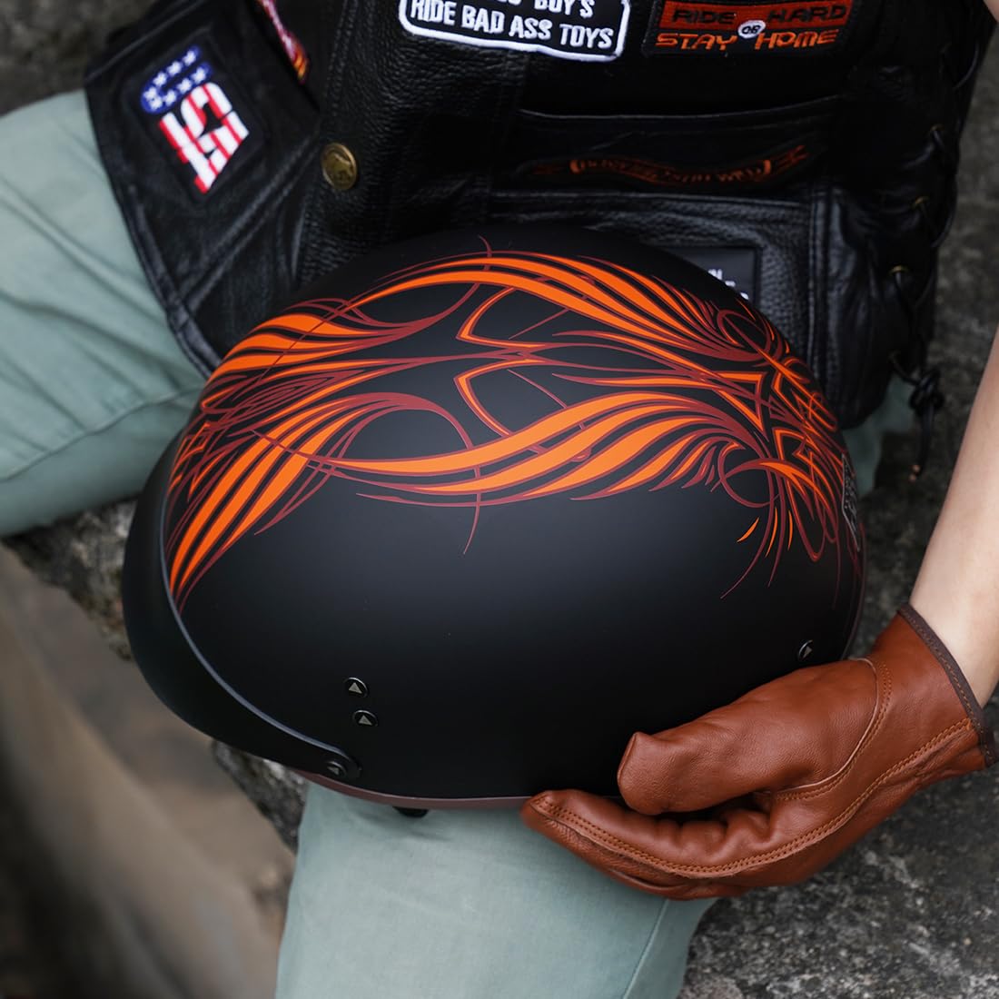 Vcoros Motorcycle Half Face Helmet Sun Visor Quick Release Buckle Dot Approved Helmets For Men Women (Angel, M)