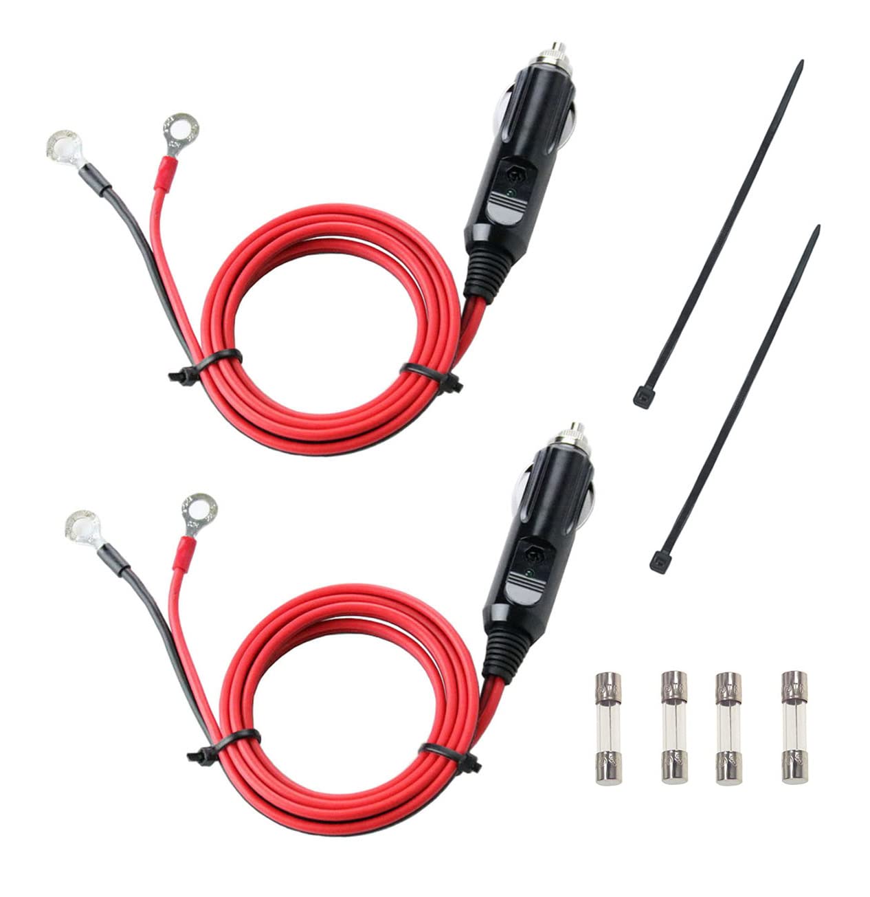 Carviya 2 Pack 12V 24V Heavy Duty 16Awg 0.5M 0.5 Meter 15A 20A Male Plug Cigarette Lighter Adapter Power Supply Cable For Car In