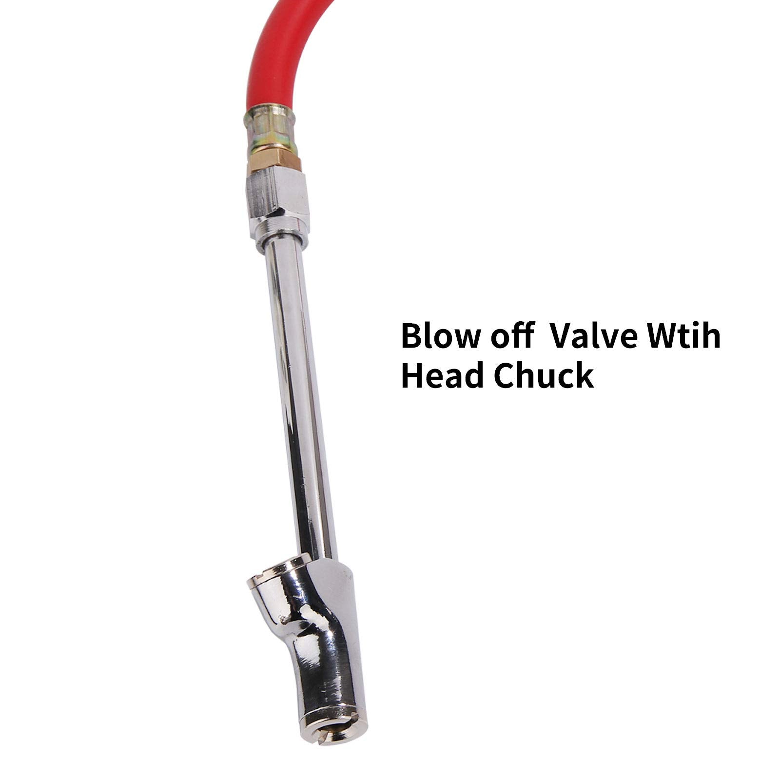 Solimeta Bayonet Style Inflator Gauge, Bayonet Inflator Gauge Kit, Straight-On Dual Foot Chuck, 20" Red Hos, Range 10-140Psi/Kpa