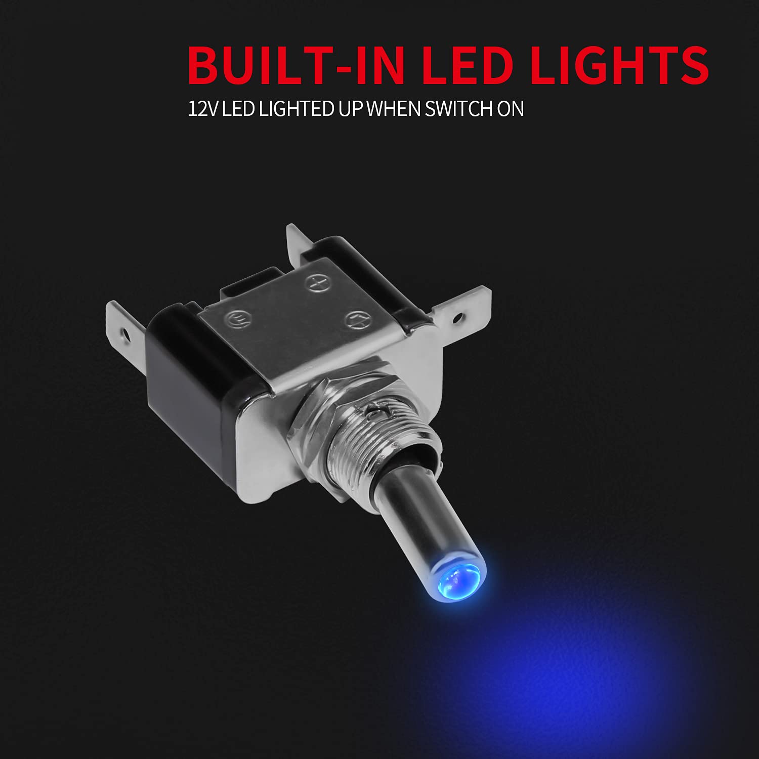 Daiertek 12V Blue Led Illuminated Toggle Switch With Safety Cover Guard 3 Pin On Off Covered Lighted Toggle Switch Rocker Heavy Duty 20 Amp For Racing Automotive Motorcycle Car Rv Truck -2Pack