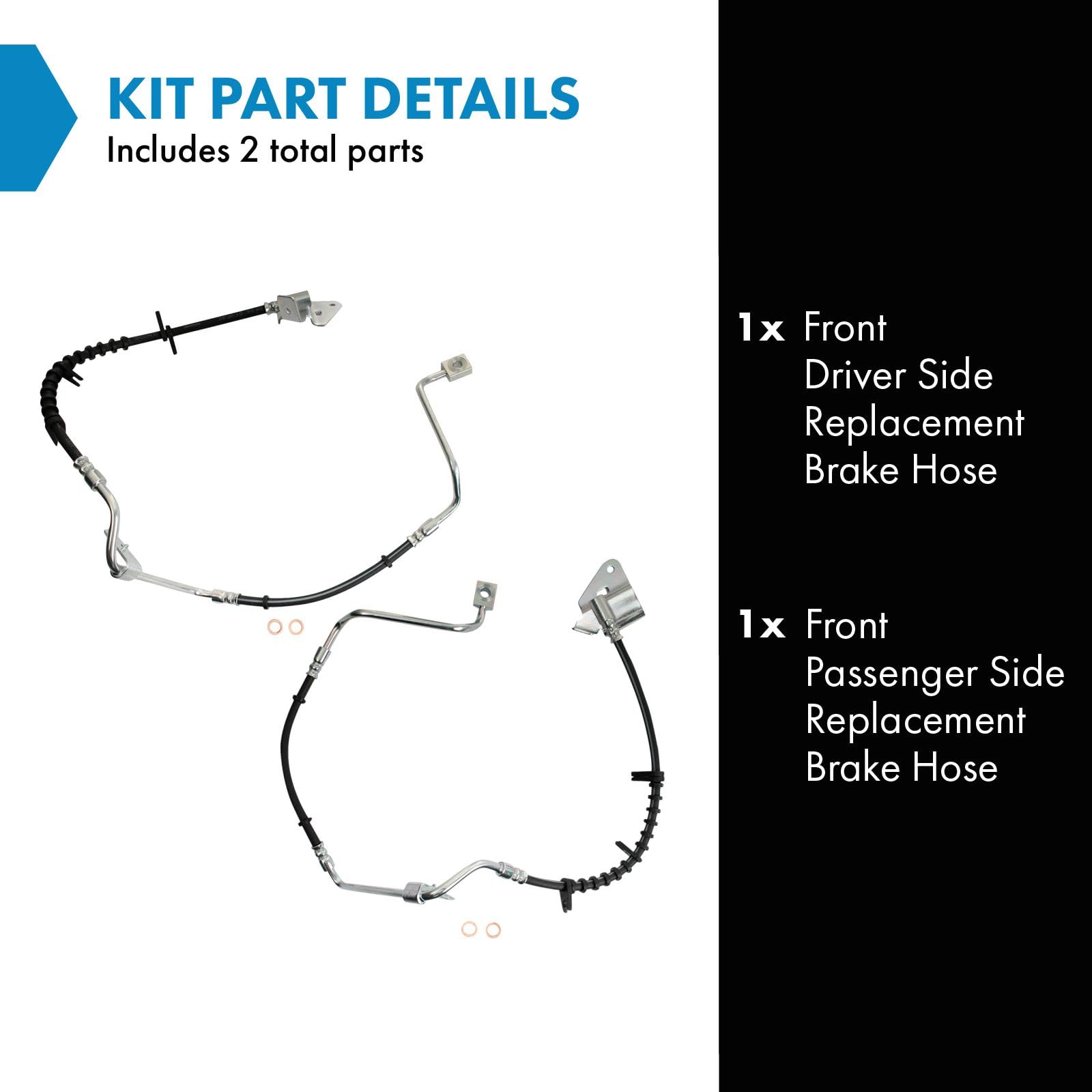 Trq Front Brake Hose Set Compatible With 1999-2003 Jeep Grand Cherokee