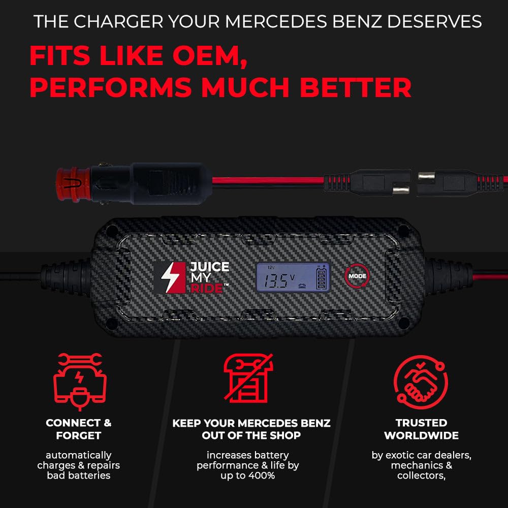 Jmr Battery Charger For Mercedes-Benz Amg Gt S Class G E C Gle Cls All Models Trickle Charger Conditioner Maintainer (12V Cig Port, Add Lithium Mode)