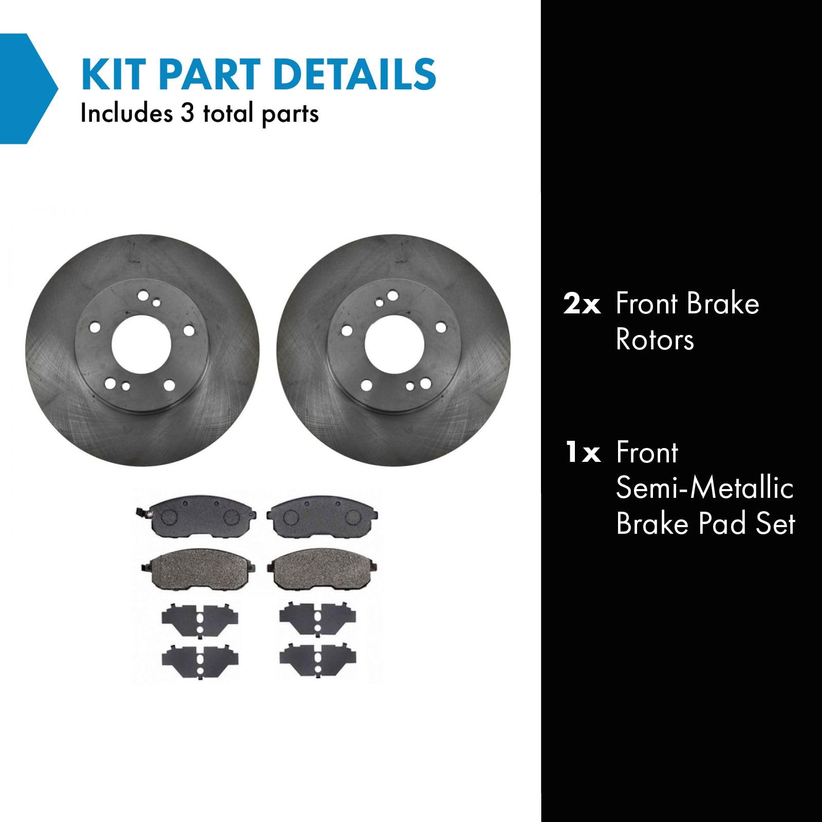 Trq Front Brake Pad & Rotor Kit Brake Pads Brake Rotor Semi-Metallic Compatible With 1996-1999 Infiniti I30 1989-1999 Nissan Max