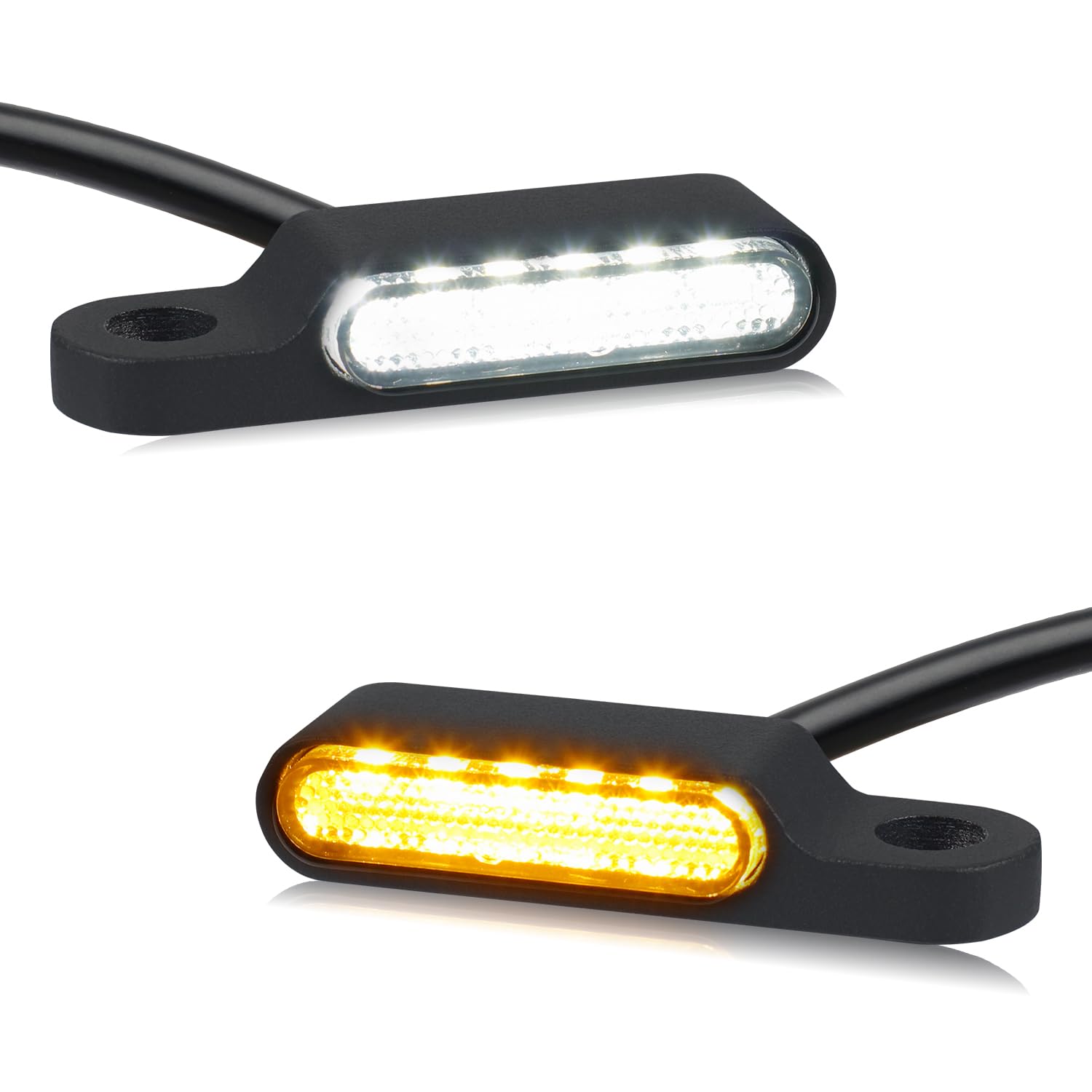 NTHREEAUTO Handlebar LED Turn Signals Mini Motorcycle Blinkers Front Running Light Universal Compatible with Harley Sportster Dy