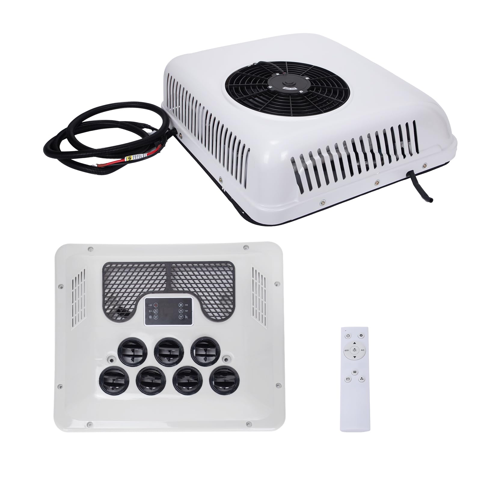 24V Rooftop Air Conditioner for RV, 8000 BTU Heating & Cooling, 24 Volt DC AC Unit, Brushless Compressors, Ultra-Quiet for Truck