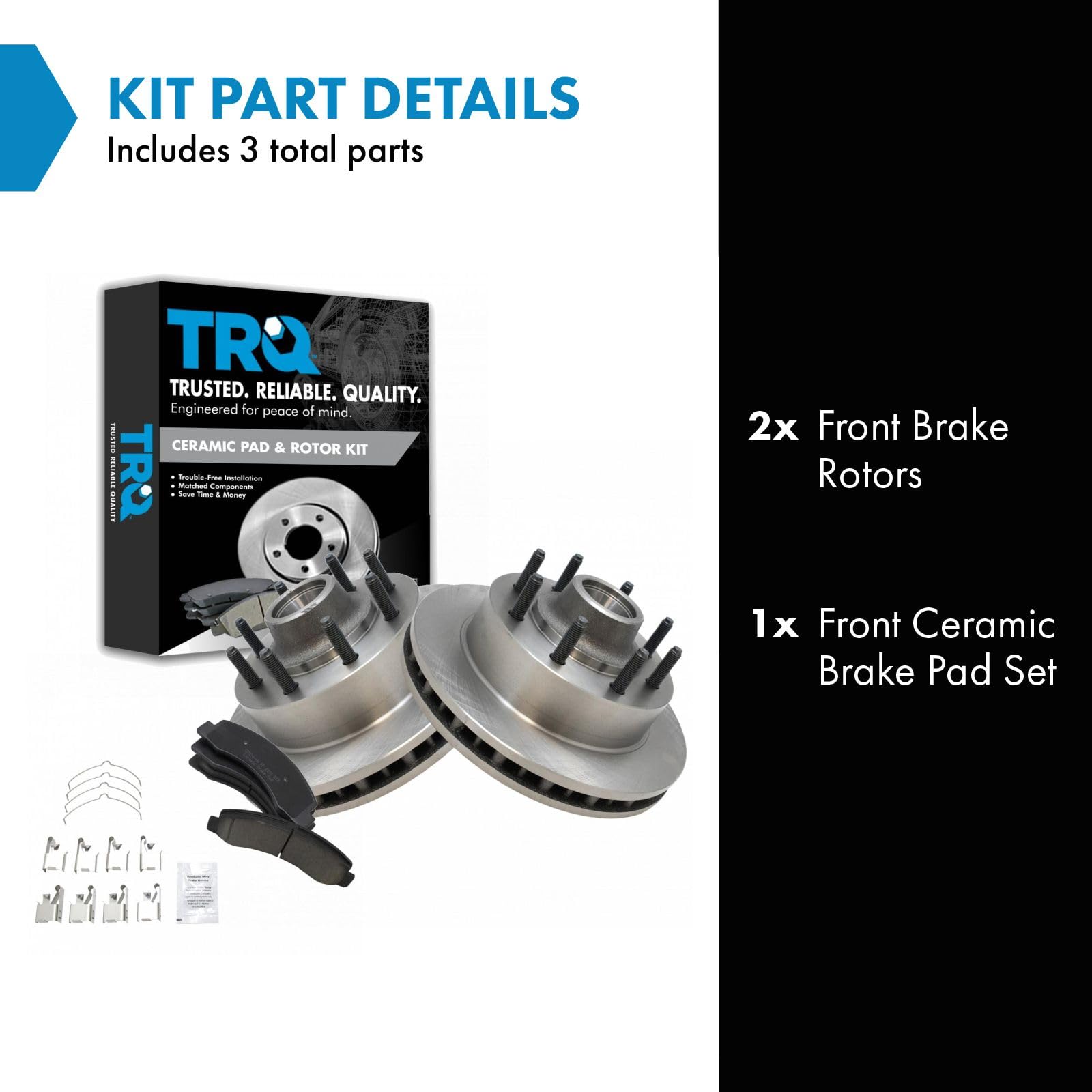 Trq Front Brake Pad & Rotor Kit Brake Pads Brake Rotor Ceramic Compatible With 2000-2002 Ford Excursion F-250 Super Duty F-350 S