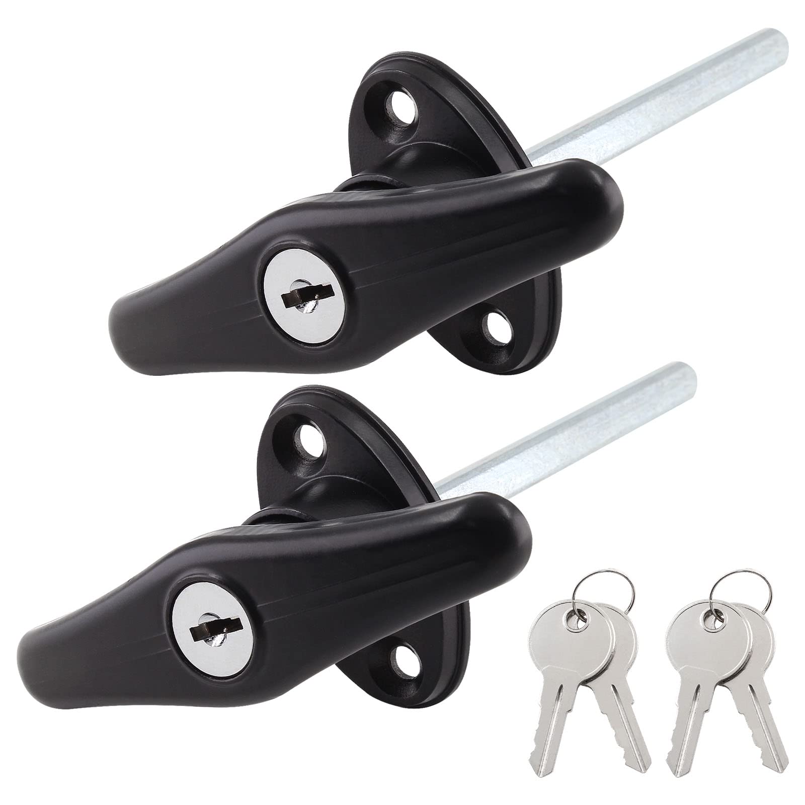 Qjaiune Truck Cap Locking T-Handles 2 Pack Camper Topper Lock, Camper Shell Locks And Keys T-Handle Canopy Replacement Lock, Black T Handle Garage Lock Blind Mount Locking T-Handle Leer Lock
