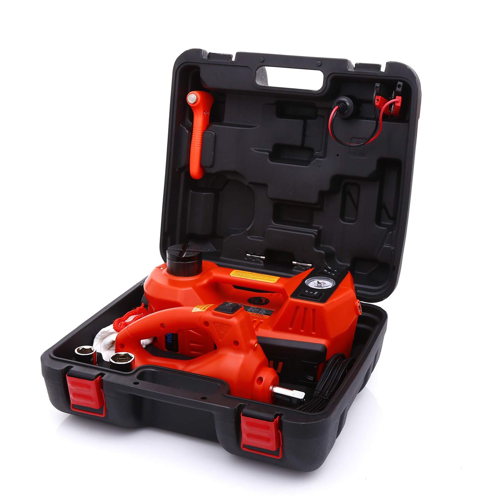 STANDTALL Electric Car Jack Kit 5 Ton 12V Car Jack Hydraulic with Impact Wrench and Tire Inflator Pump, Electric Car Floor Jack 