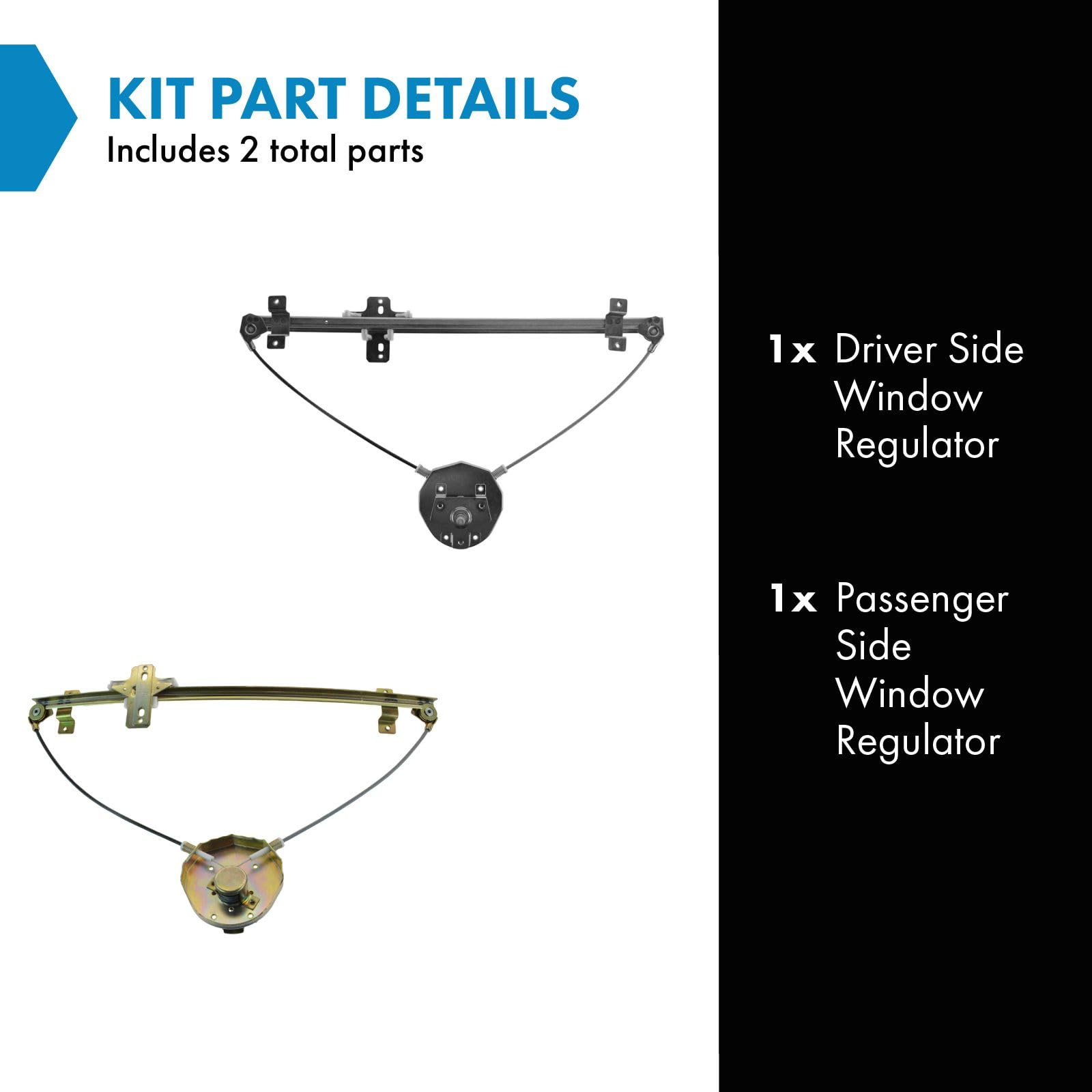 Trq Driver & Passenger Side Manual Window Regulator Set Compatible With 1998 Chevrolet Tracker 1989-1997 Geo 1989-1998 Suzuki Si