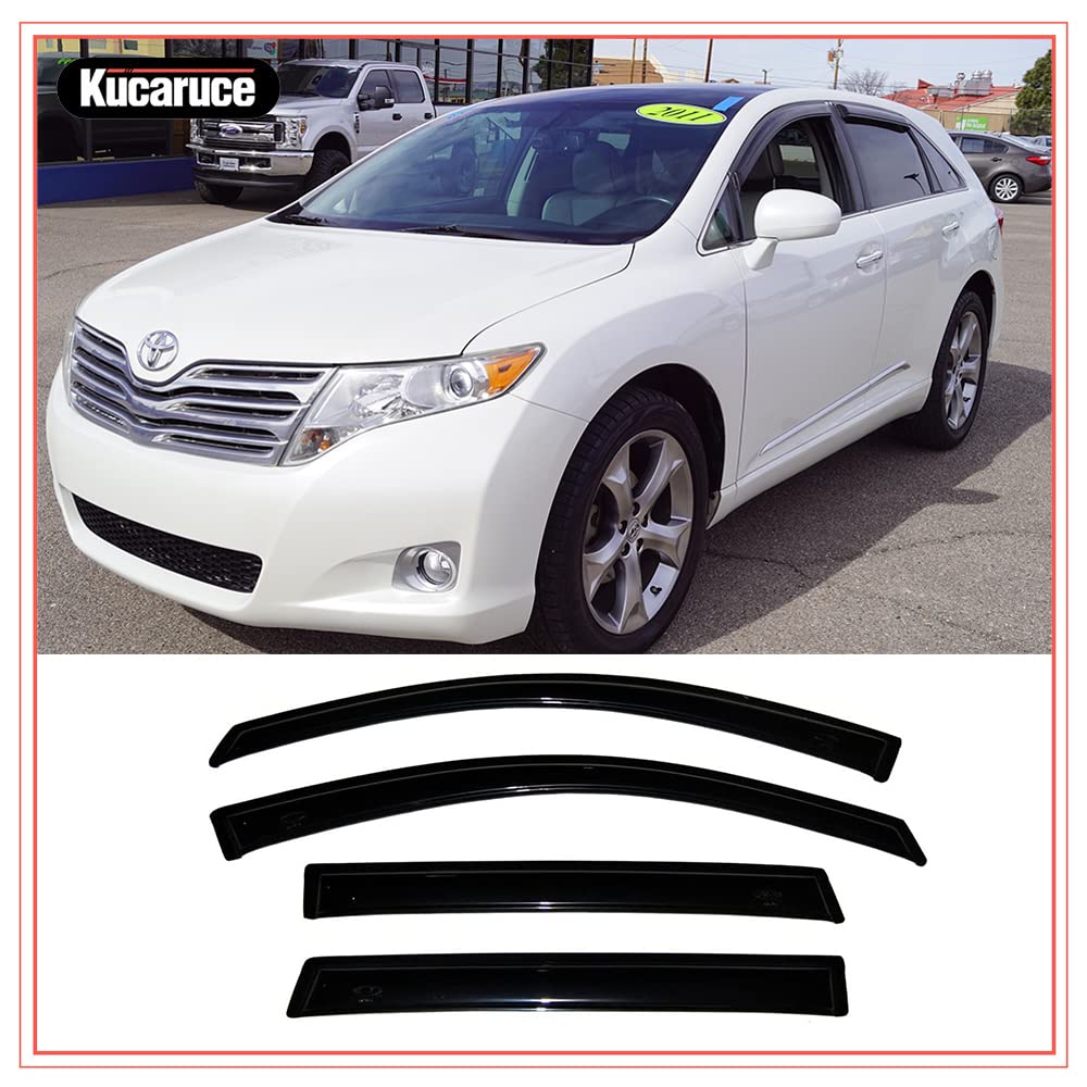 Kucaruce 94162 Side Window Wind Deflector,4pcs Outside Mount Tape-On Nice Sun Rain Guards Set,Window Visor fit for 2009-2016 Toy