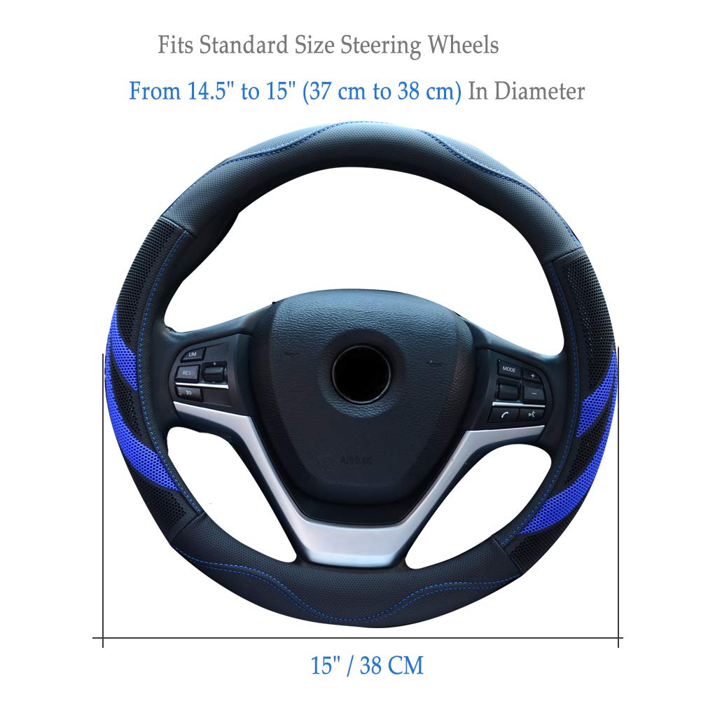 Alusbell Microfiber Leather Steering Wheel Cover Breathable Auto Car Steering Wheel Cover For Men And Women Universal 15 Inches