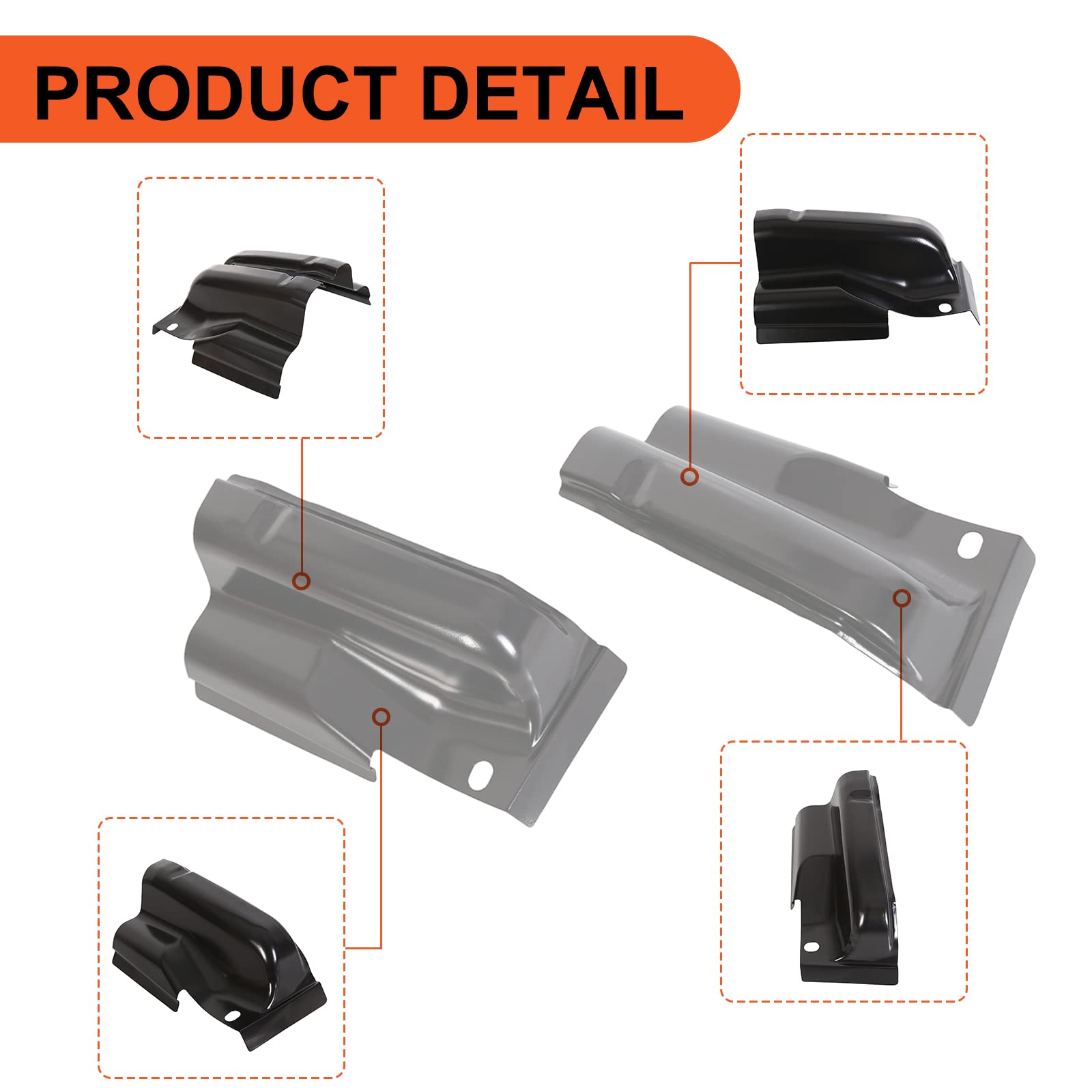 Ecotric Cab Corners Compatible With 2009-2014 Ford F150 Crew Cab Corner -1 Pair 2 Pcs Pickup Truck 4 Door Steel Matte Black