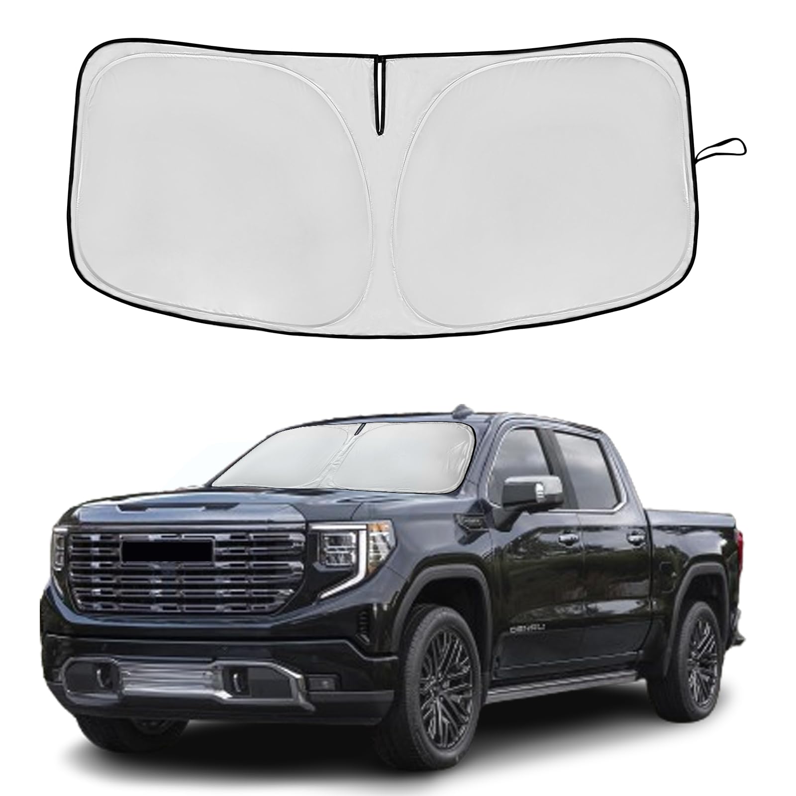 Windshield Sun Shade For Gmc Sierra 1500 2500 3500 Slt At4 Denali 2019-2025 Double Layer 240T Front Window Shade Custom Fit Sun