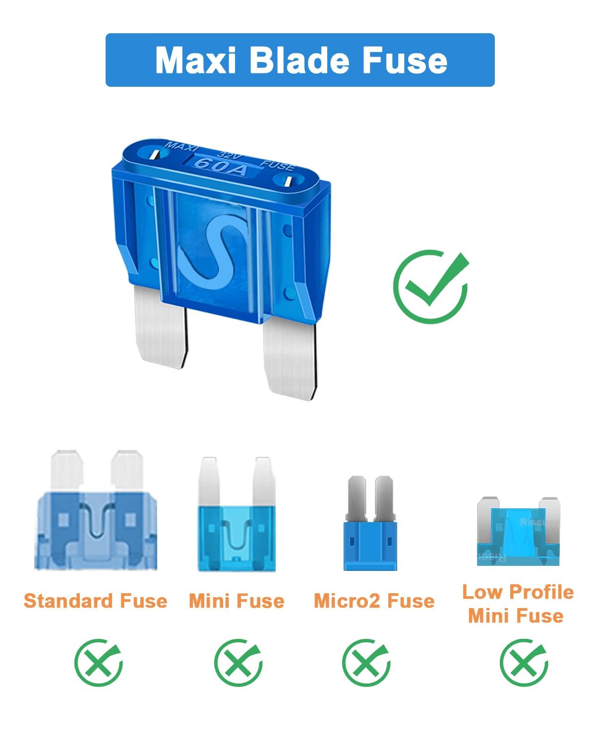 30 Pcs Maxi Fuses Assortment Kit - 32V Blade Automotive Fuse For Auto, Car, Truck, Rv (20A, 30A, 40A, 50A, 60A, 70A, 80A, 100A)