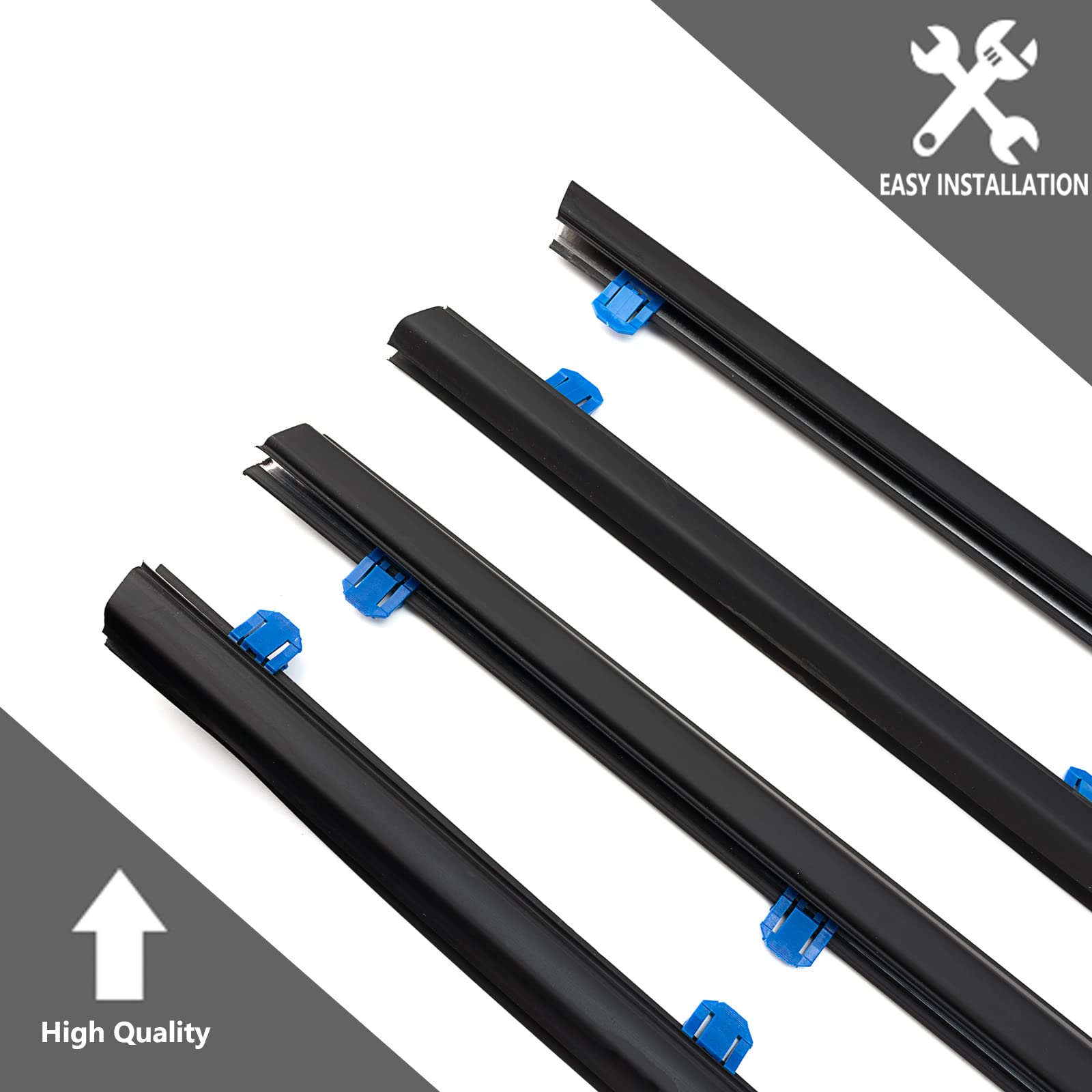 Geataat 4Pcs Weatherstrip Window Moulding Trim Seal Belt Compatible With 2012-2015 Honda Civic Replace# 72410Tr0A01