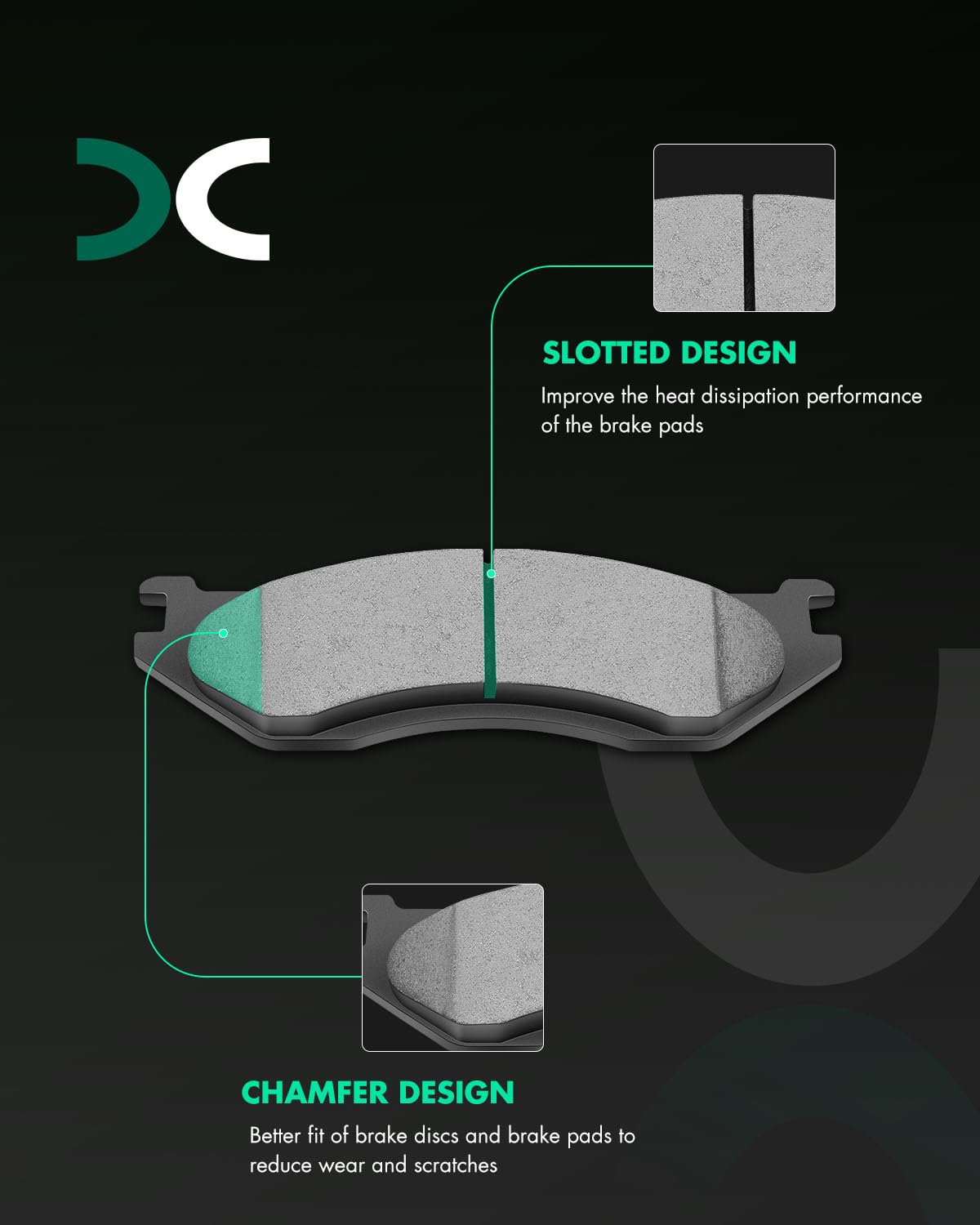 Scitoo Ceramic Brake Pads, 4Pcs Front Brake Pads Brakes Kits Fit For 2003-2006 For Dodge For Durango,2002-2005 For Dodge For Ram
