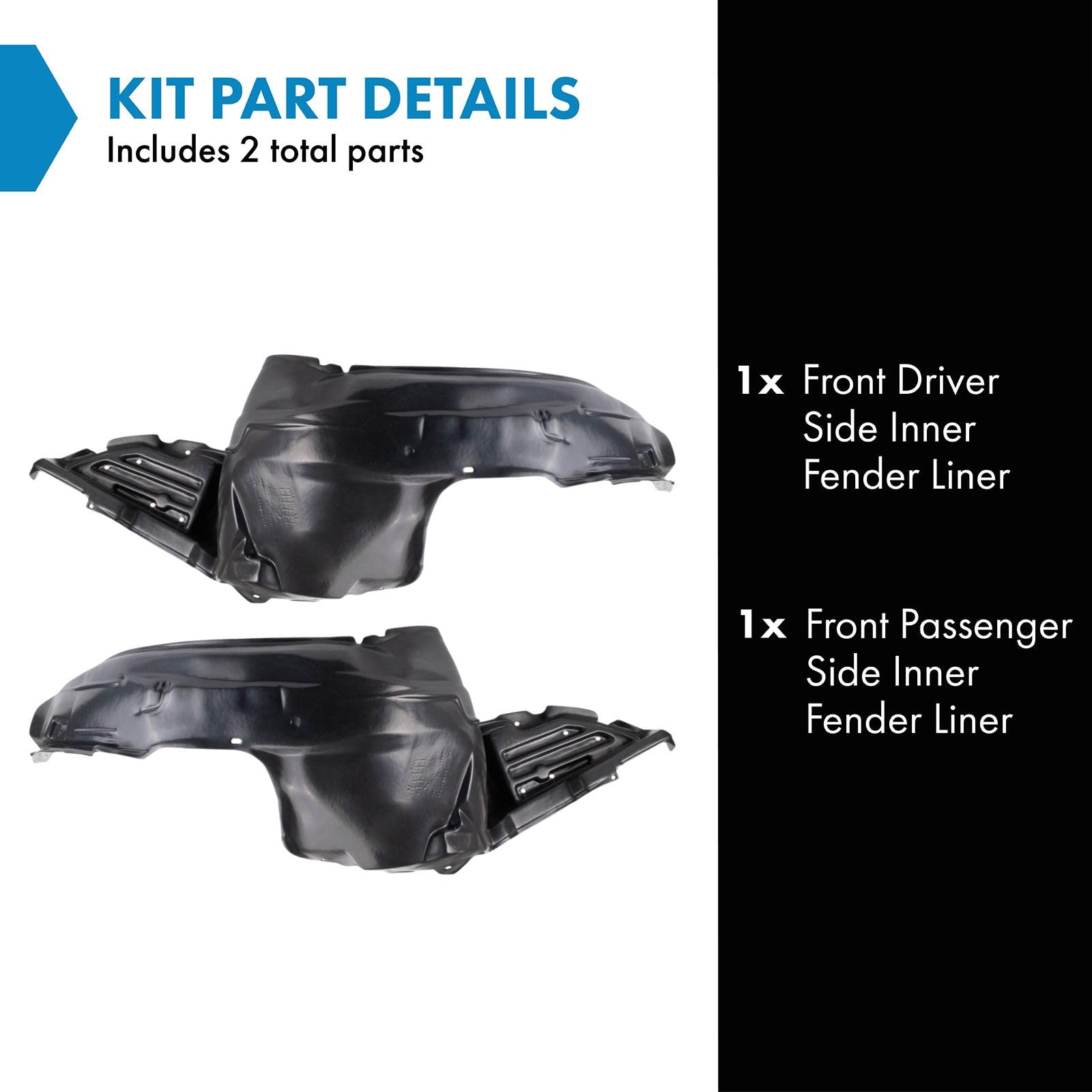 Trq Front Inner Fender Liner Set Compatible With 2005-2009 Subaru Outback Su1250102 Su1251102