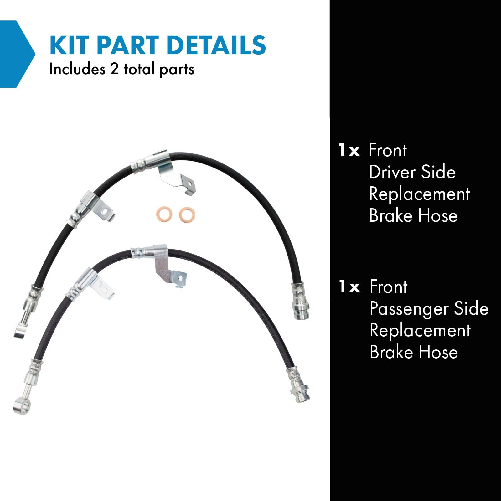 Trq Front Brake Hose Set Compatible With 2007-2008 Hyundai Entourage 2006-2014 Kia Sedona