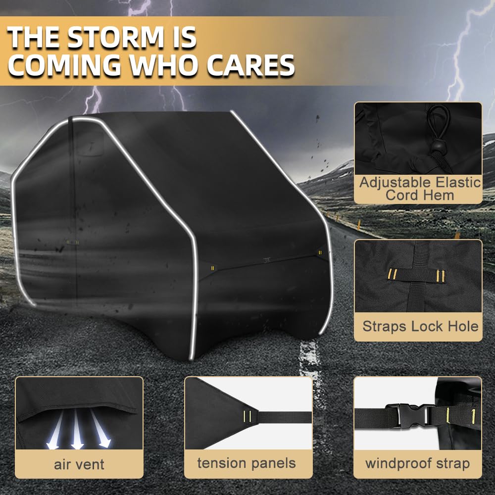 Zenicham Fade And Tear Resistant Utv Cover With Reflective Strips,600D Heavy-Duty Waterproof 2-3 Seater Side By Side Covers Fit For Polaris Rzr Yamaha Can-Am Honda Kawasaki (Black, 125Lx58Wx71H)