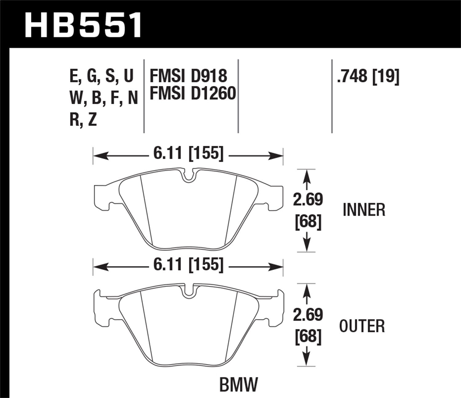 Hawk Performance Hb551F.748 Hps High Performance Street Brake Pad