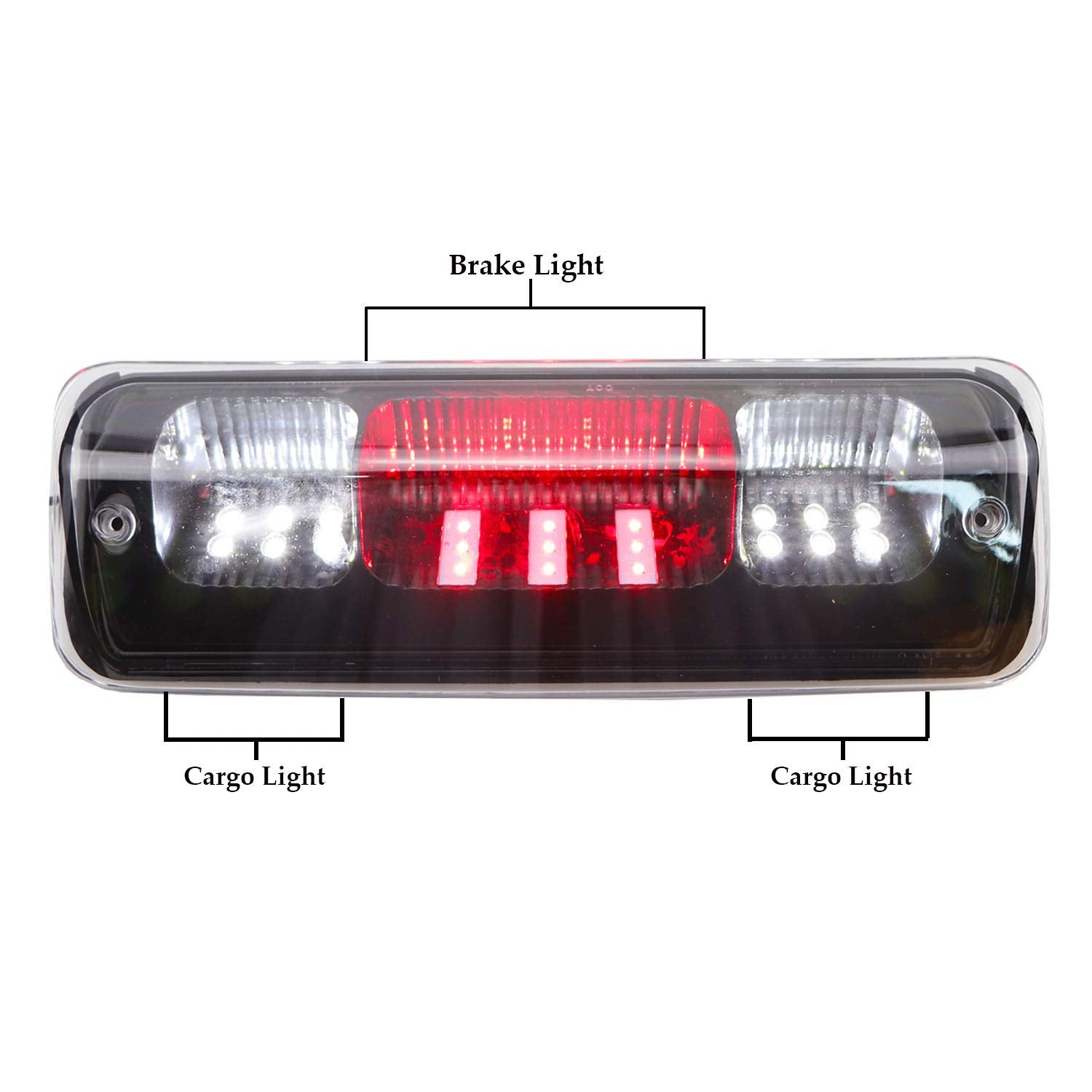 Third Brake Light High Mount Brake Light Fit For Ford F150 (2004-2008), For Ford Explorer Sport Trac (2007-2010), For Lincoln Mark Lt (2006-2008) (Chrome Housing Clear Lens)