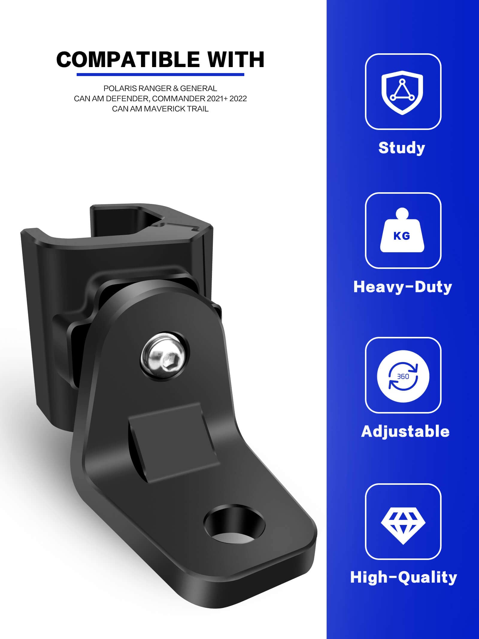 Zidiyoruo Utv Whip Mount For Polaris Ranger, 2Pcs Heavy-Duty Whip Light Mount For Polaris Ranger General Can Am Defender Command