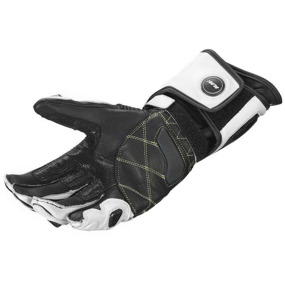 ILM Air Flow Leather Motorcycle Gloves - XXL, White-Long, Model GRC01L for Men & Women - Durable, Comfortable Riding Gear