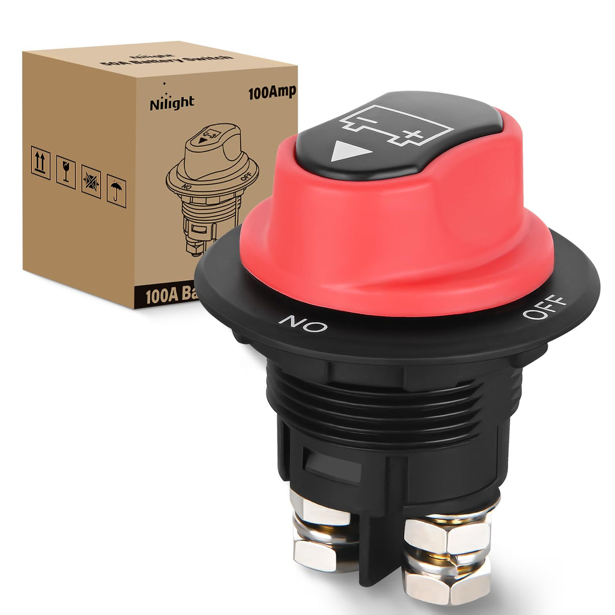 Nilight Battery Disconnect Switch 100A Master Disconnect Isolator 12V-48V On Off Power Cutoff Switch Waterproof Heavy Duty For M