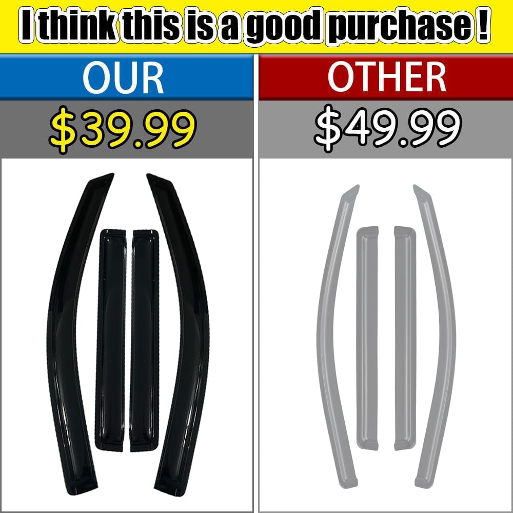 Tape-on Rain Guards for 2015-2020 Chevy Tahoe/GMC Yukon, for 2015-2020 Chevy Tahoe/GMC Yukon Accessories,Side Vent Visors Shades