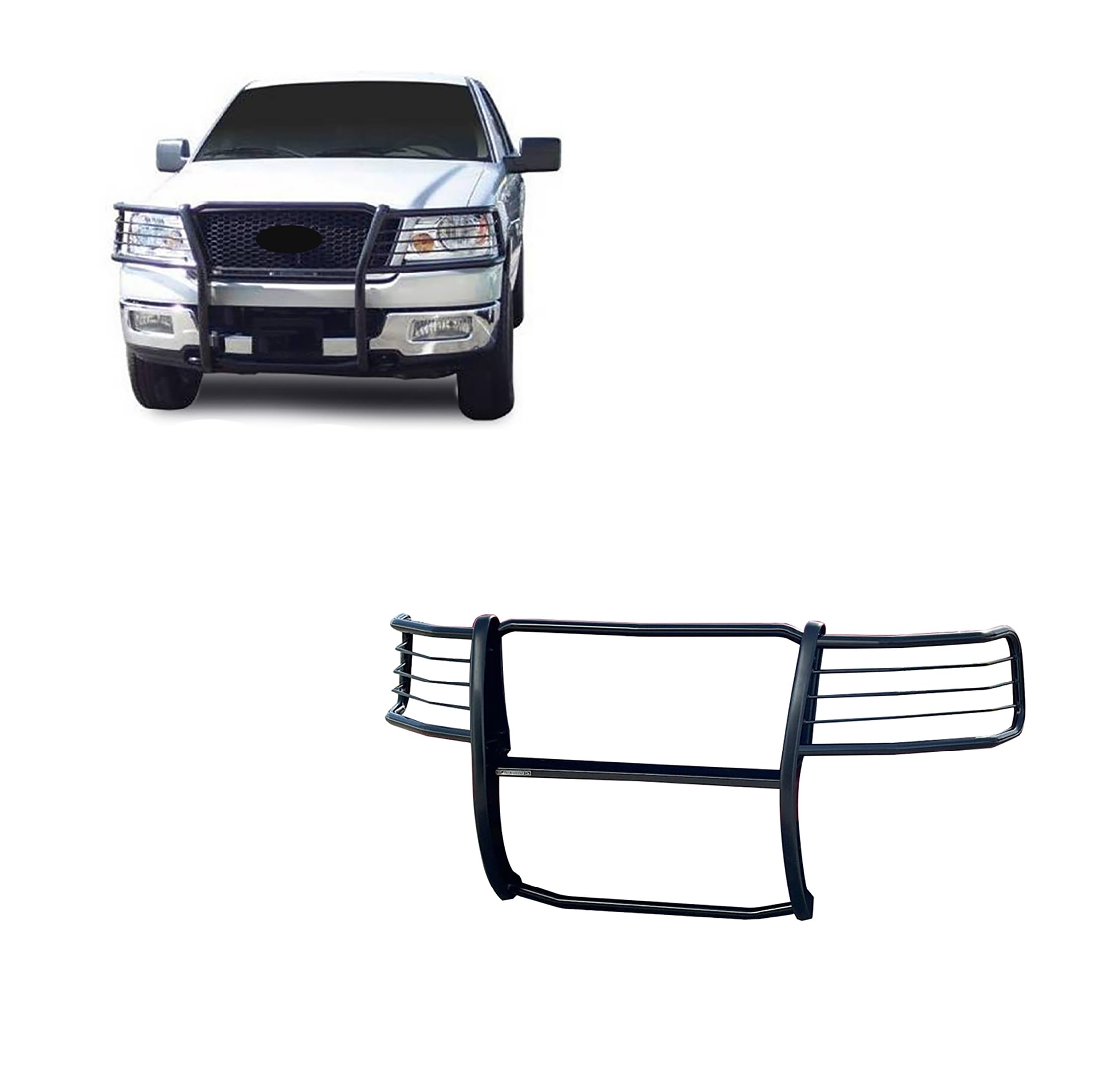 Black Horse Grille Brush Bumper Guard Modular Black Compatible With 2004-2008 Ford F-150-17Fp28Ma