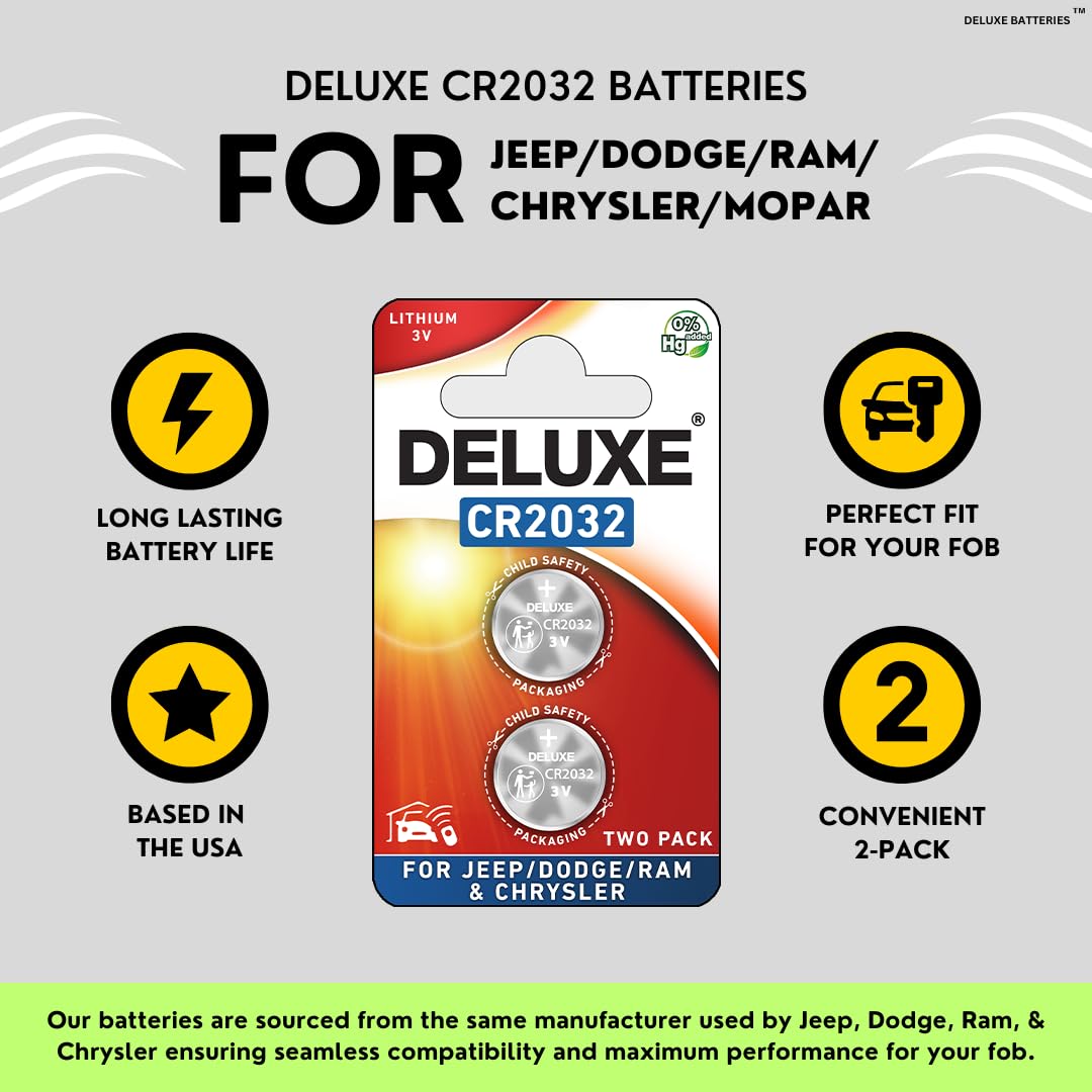 Key Fob Replacement Batteries For Jeep Dodge Ram Chrysler (Cherokee Caravan Town & Country Charger Compass Durango Challenger Jo