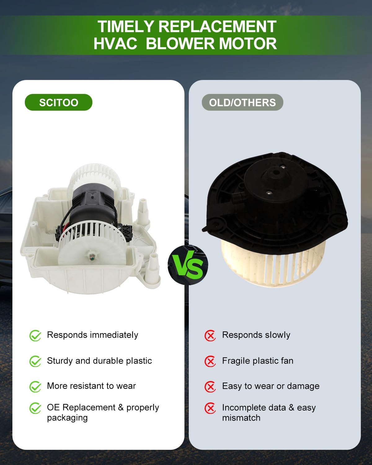 Scitoo Hvac Heater Blower Motor With Fan Cage Front 2218202714 For Mercedes-Benz 2007-2014