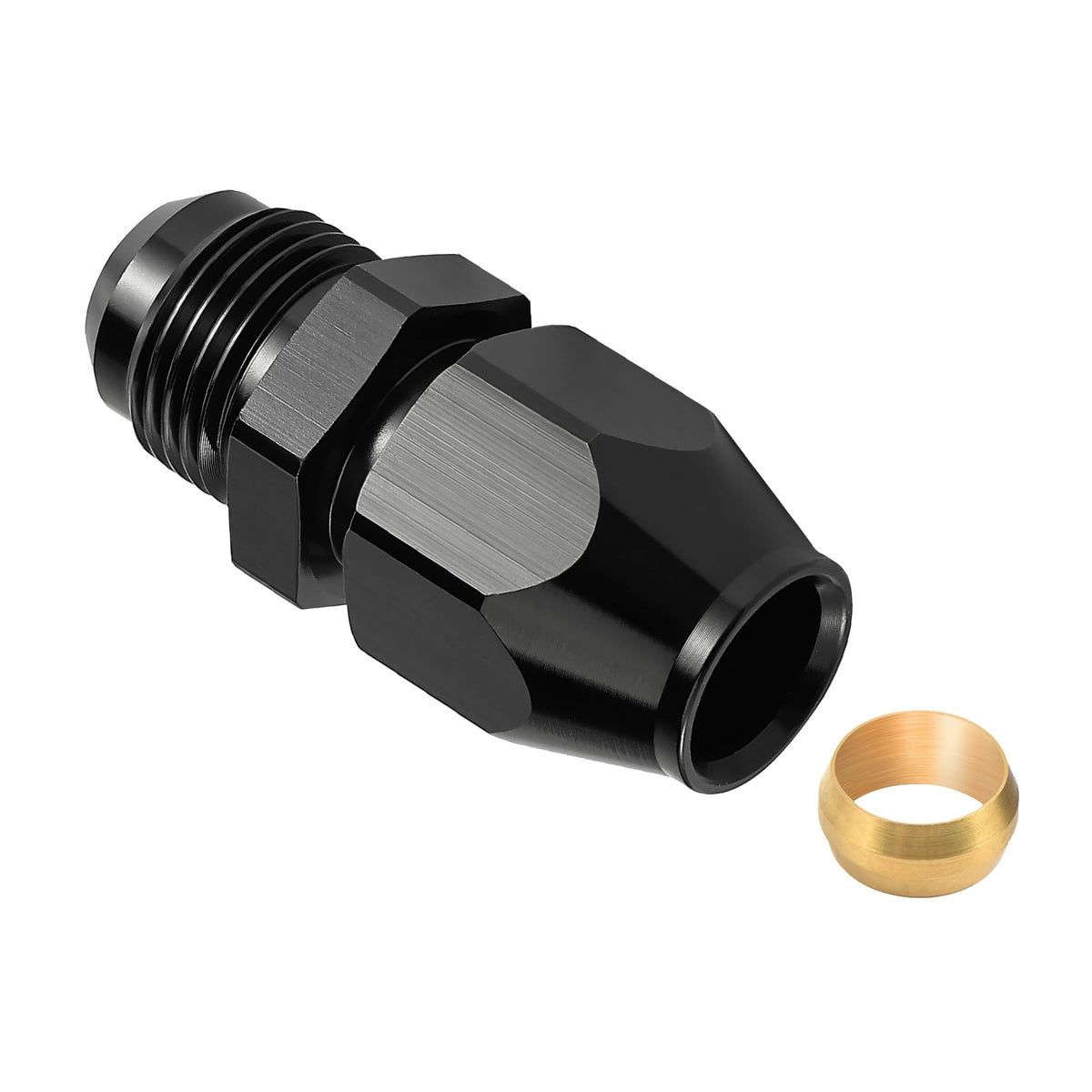 EVIL ENERGY 8AN Male to 1/2'' Hardline Compression Fitting Adapter Aluminum Black