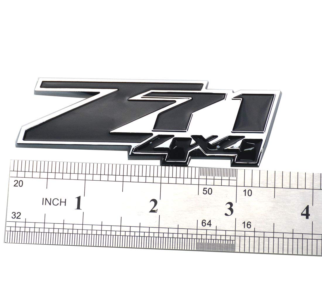 Aimoll 2pcs Z71 4x4 Emblems Badges, 3D ABS Decal Emblems Replacement for Chevy GMC Silverado (Chrome Black)