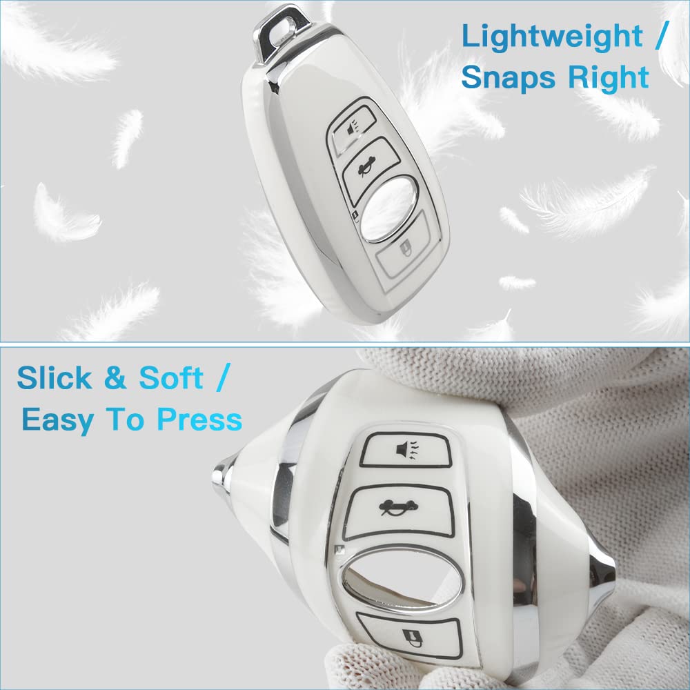 For Subaru Key Fob Cover Accessories Outback Crosstrek Forester Wrx Impreza Brz Legacy Ascent Car Remote Case Shell Protector 4 Button White Silver Tpu