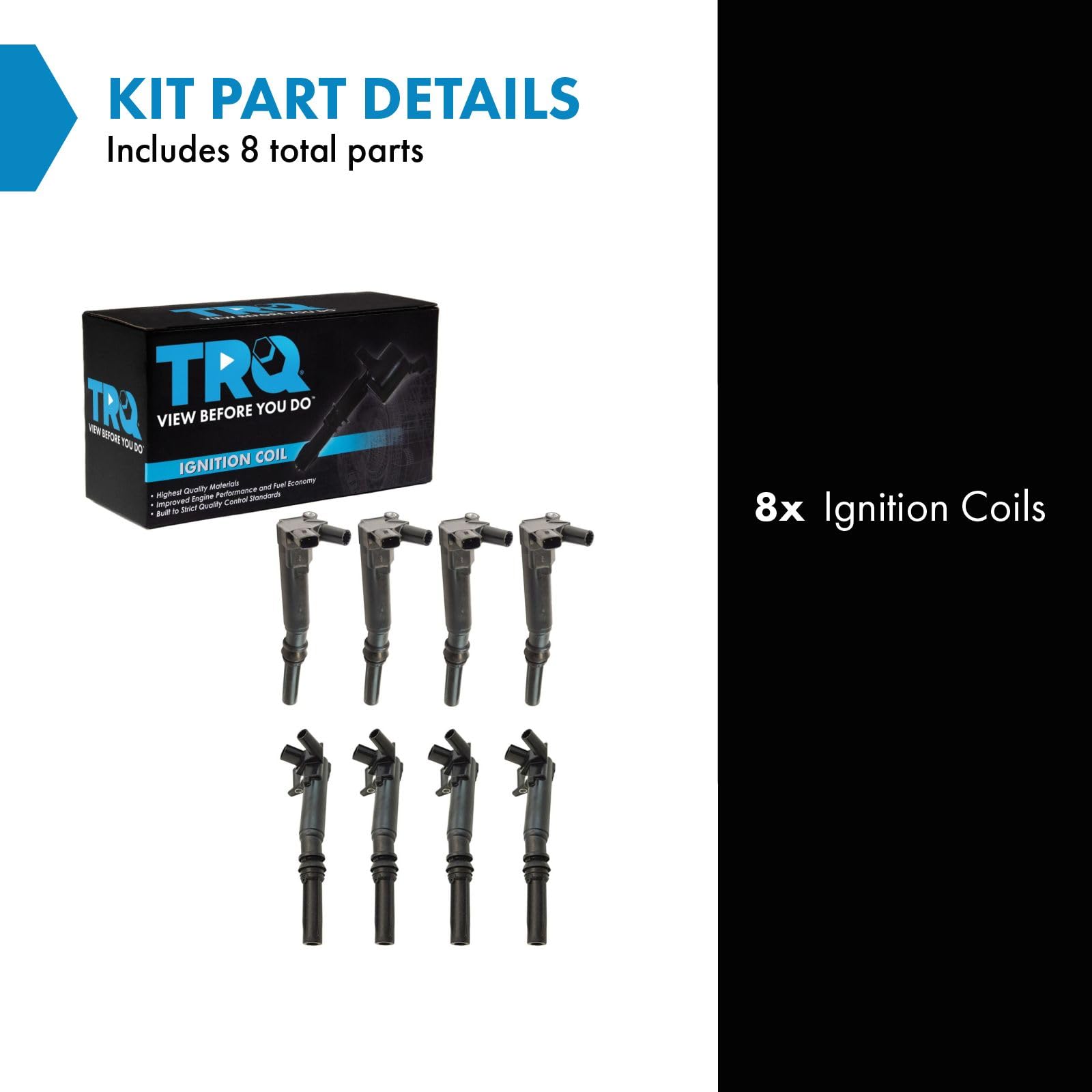 Trq Ignition Coil Set - Compatible With 2017 Ford E-350, 2011-2017 F-250, F-350 Super Duty & 2010-2014 F-150