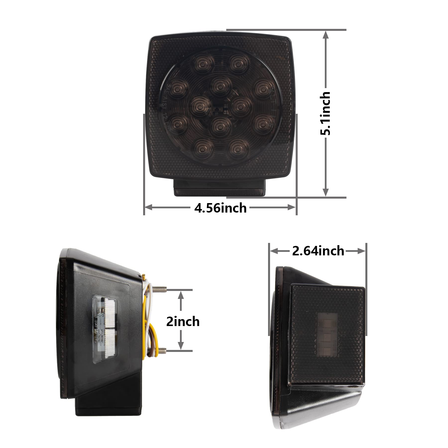 Ibrightstar Ip68 Waterproof Square Led Trailer Lights Kit - Utility Trailer Accessories With Brake Stop Tail Running License Pla