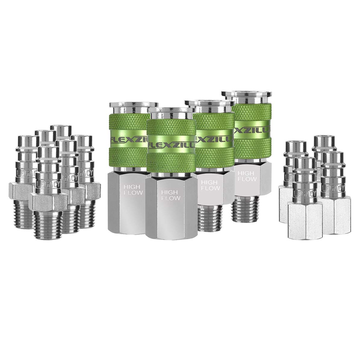 Flexzilla Pro High Flow Coupler & Plug Kit, 1/4 NPT, 14-Piece - A53458FZ