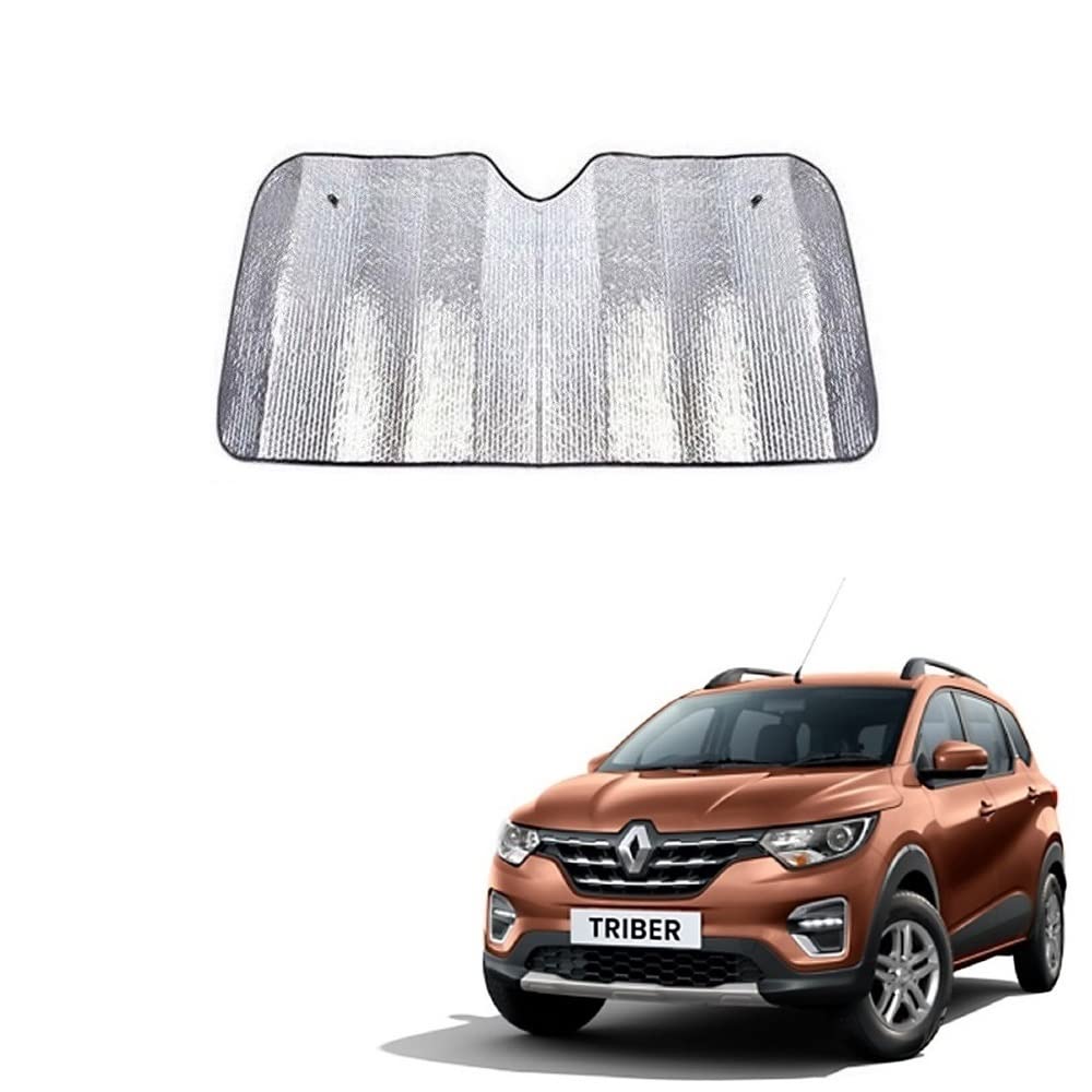 Car Windshield Silver Parking Foldable Sunshade for Heat Protection Useful on Front and Rear Windshield Glass Suitable for Renau