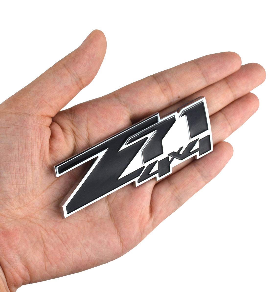 Aimoll 2pcs Z71 4x4 Emblems Badges, 3D ABS Decal Emblems Replacement for Chevy GMC Silverado (Chrome Black)